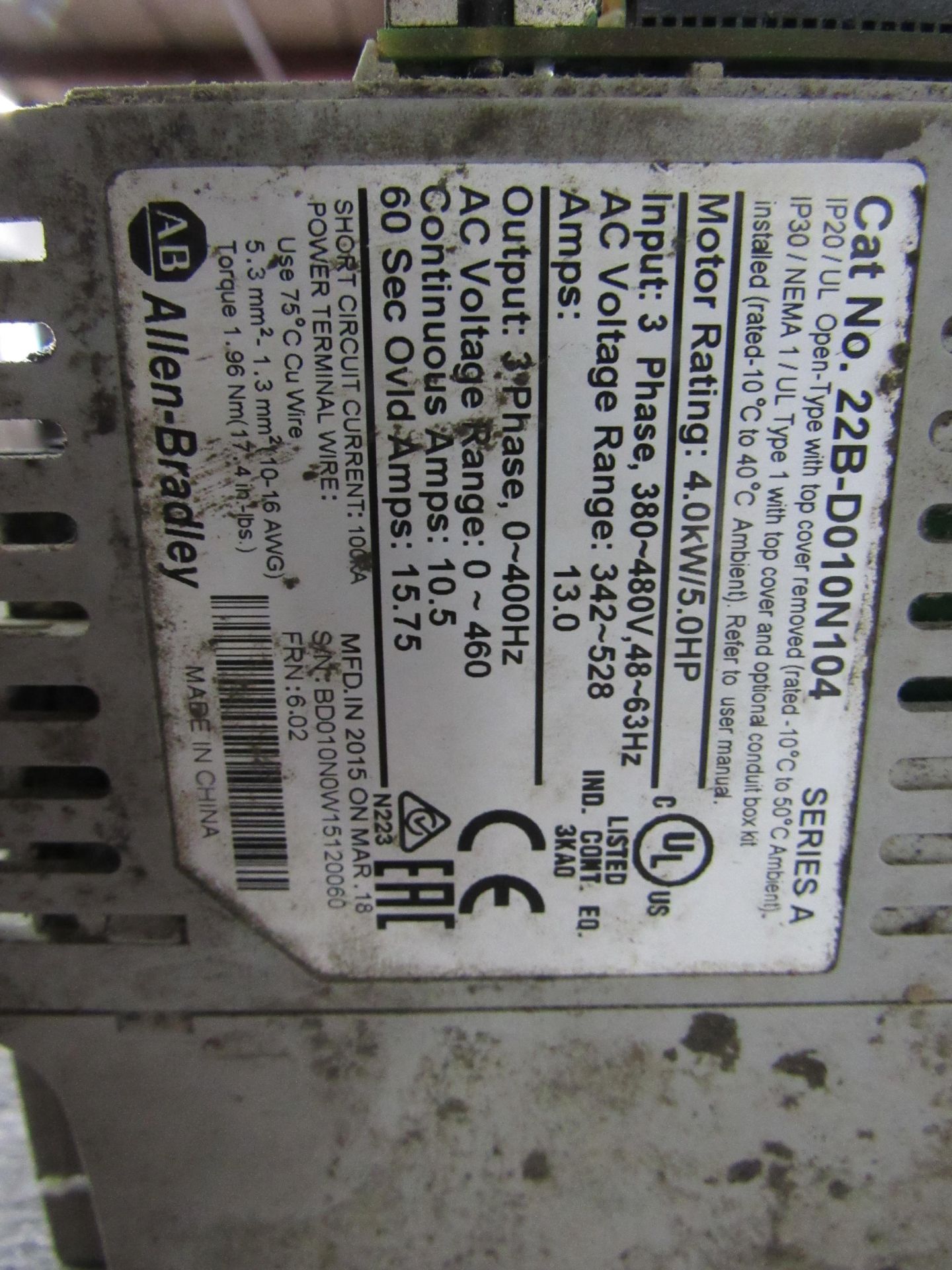 Lot (5) Allen Bradley Power Flex 40 Cat. No. 22BD6PON104 & (2) Allen Bradley Power Flex 40 Cat. - Image 7 of 10