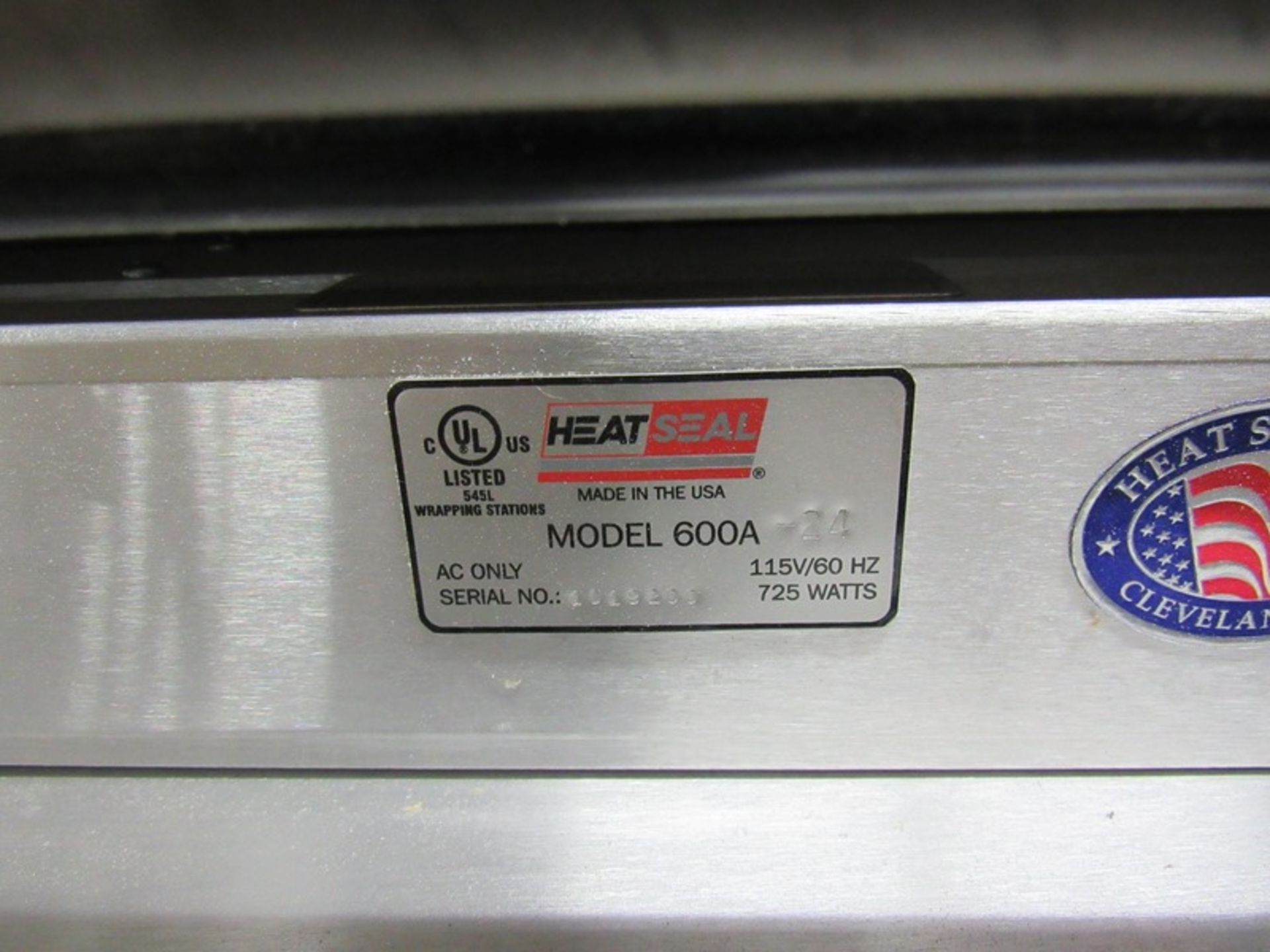 Heat & Seal Mdl. 600A-24 Table Top Hot Plate Overwrapper, 28" W X 34" L overall, 6" X 15" hot plate, - Image 3 of 3