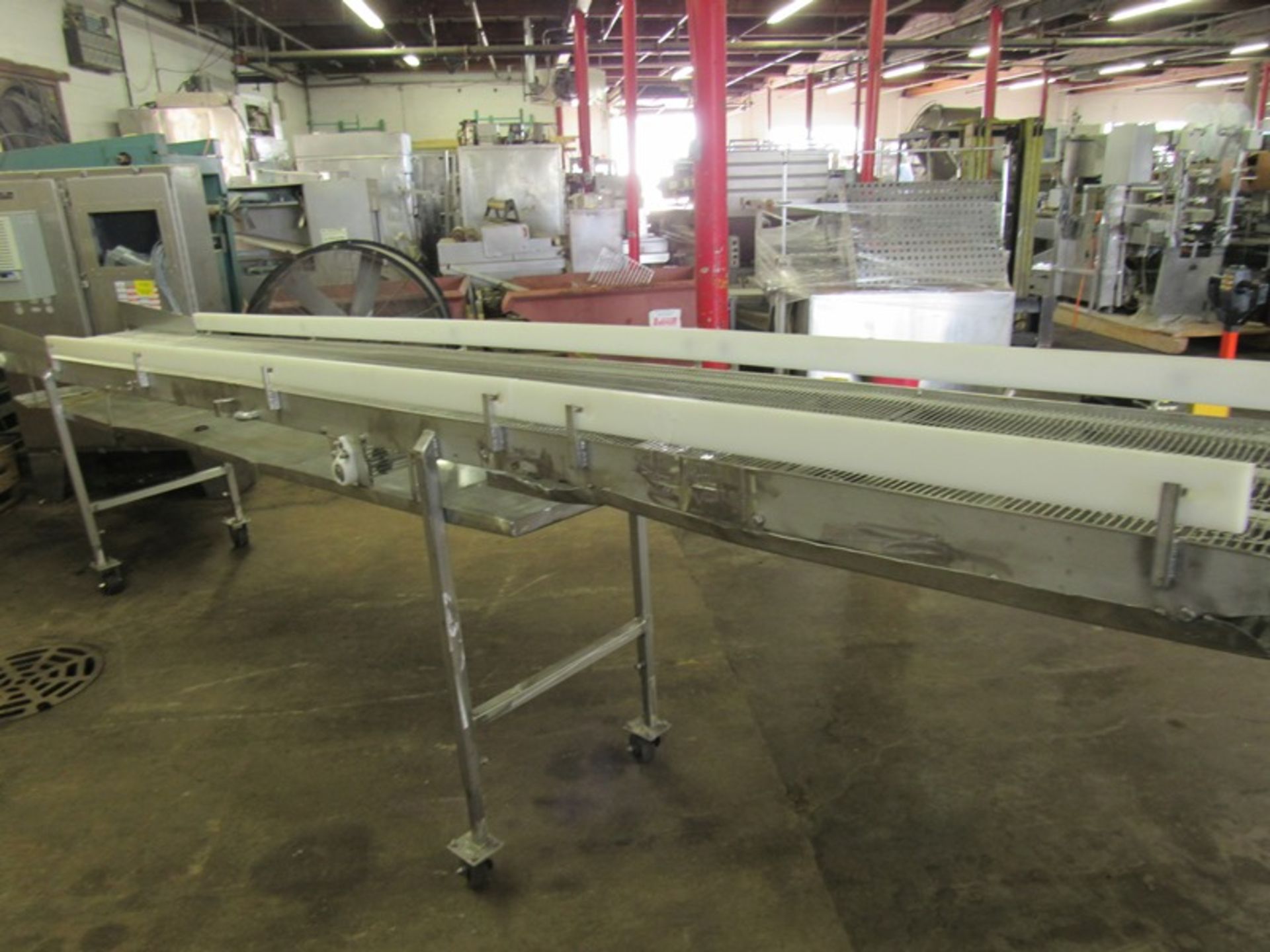 Portable Conveyor, 24" W X 17' L stainless steel belt, stainless steel drip pan, adjustable - Image 2 of 6