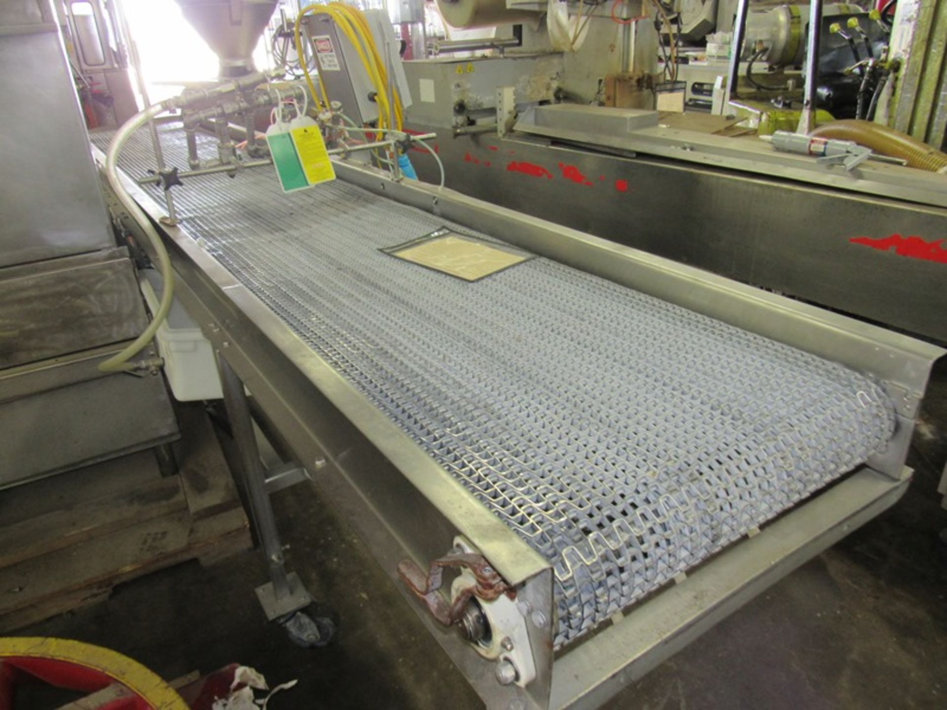 Portable Conveyor, 20" W X 150" L stainless steel belt with EcoCave sanitizing spray bar with 3 - Image 2 of 6