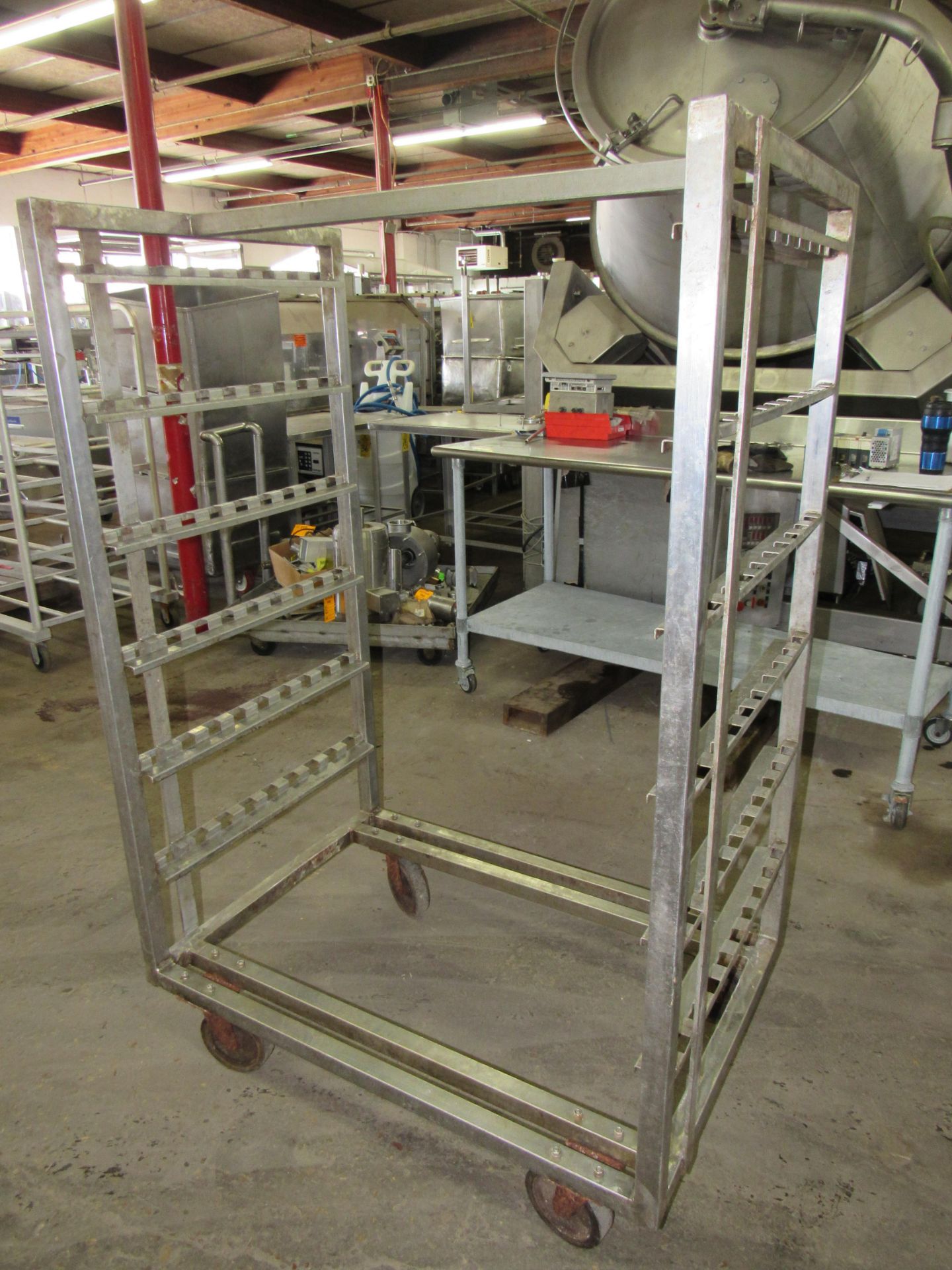 Stainless Steel Smoke Truck, 42 1/2" W X 29" L X 64" T, (6) racks with (9) spaces each for sticks, 8