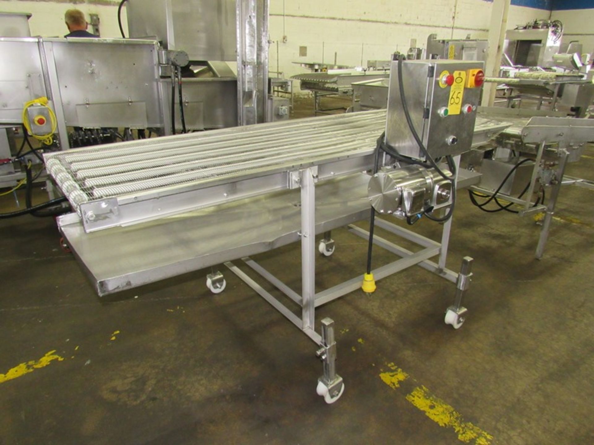 Stainless Steel Conveyor, 28" W X 88" L ladder chain belt, 3/4 h.p., 230/460 volt motor, stainless