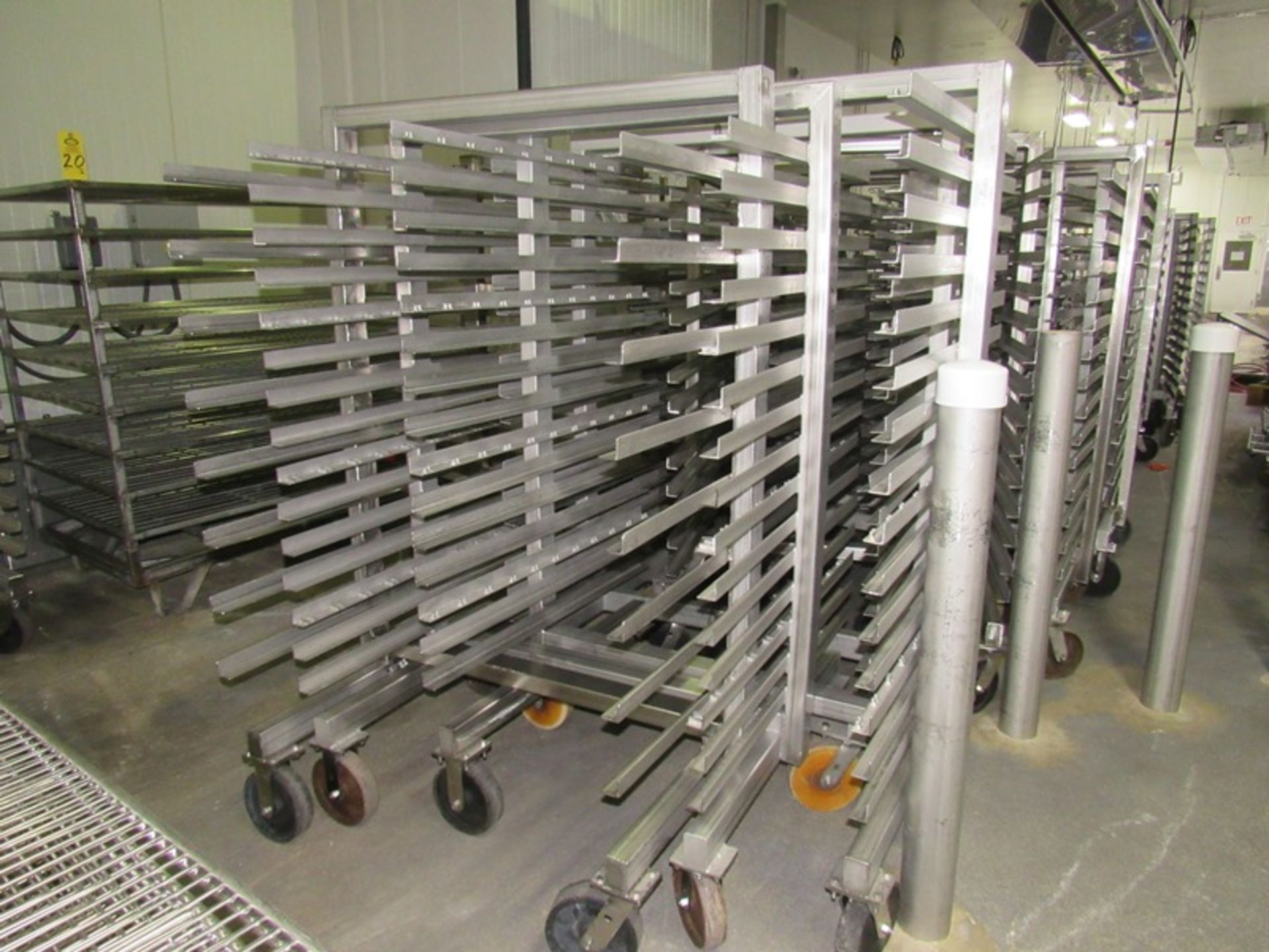 Stainless Steel Smoke Trucks, 43" W X 42" L X 6' T, 15 shelves, 3 1/2" spacing, 47" wide overall (