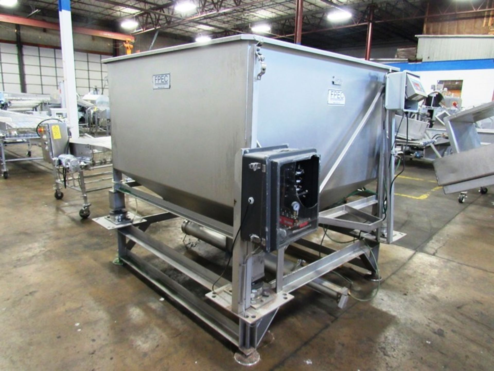 FPEC Mdl. VFH86 Stainless Steel Vacuum Load Hopper on load cells, 63" W X 63" L X 55" D, tapered