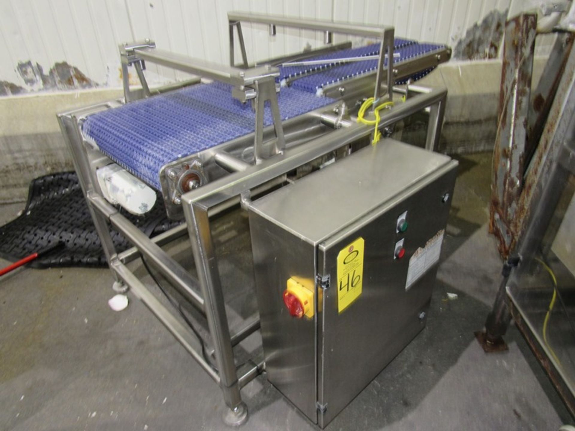 Stainless Steel Conveyor, 20" W X 24" L with (2) belts, 5' W X 36" L, 220 volts (Located in Plano,