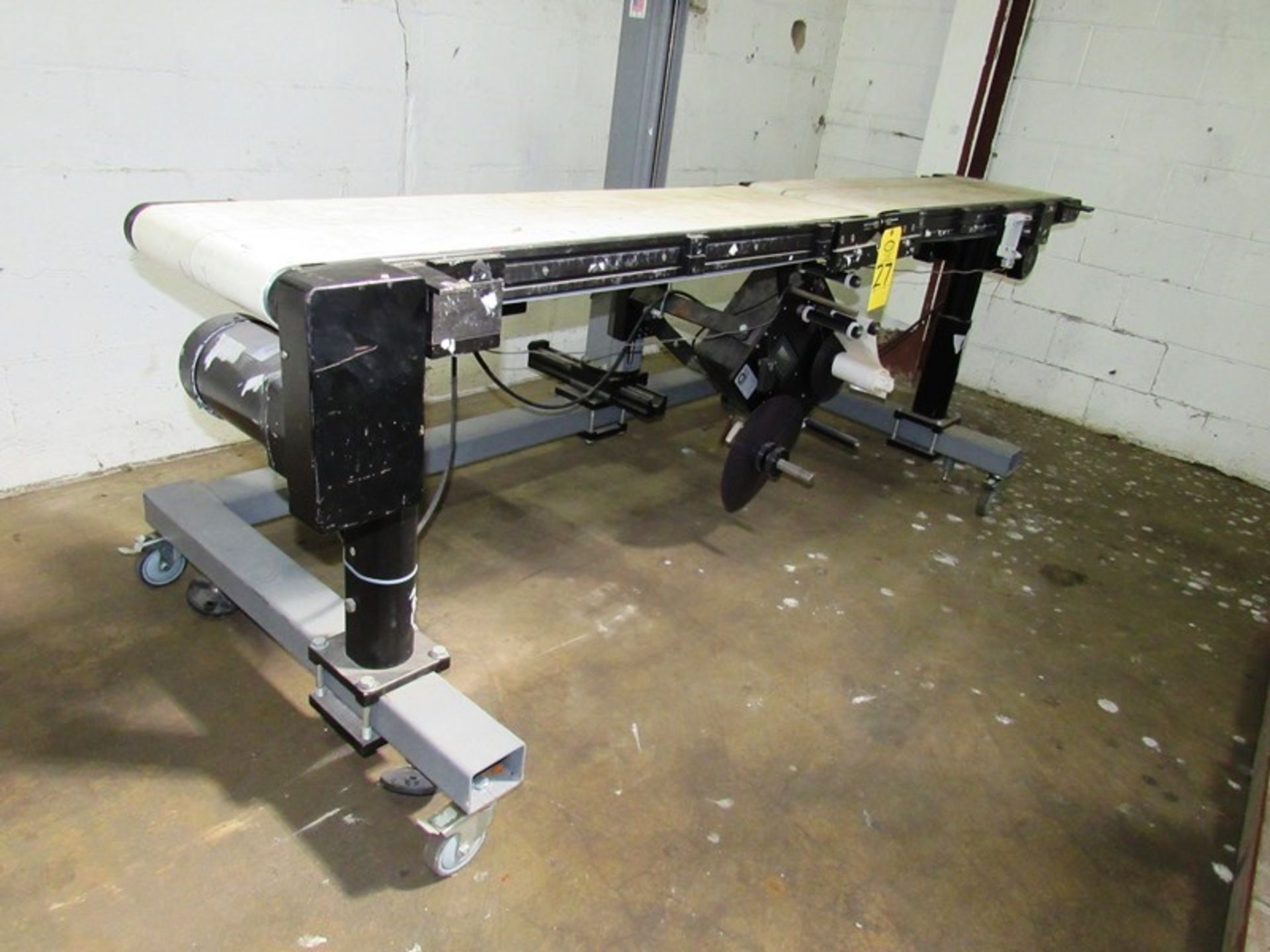 ID Technology Mdl. ST1000 Portable Conveyor with bottom label applicator, 120 volts, Ser. #