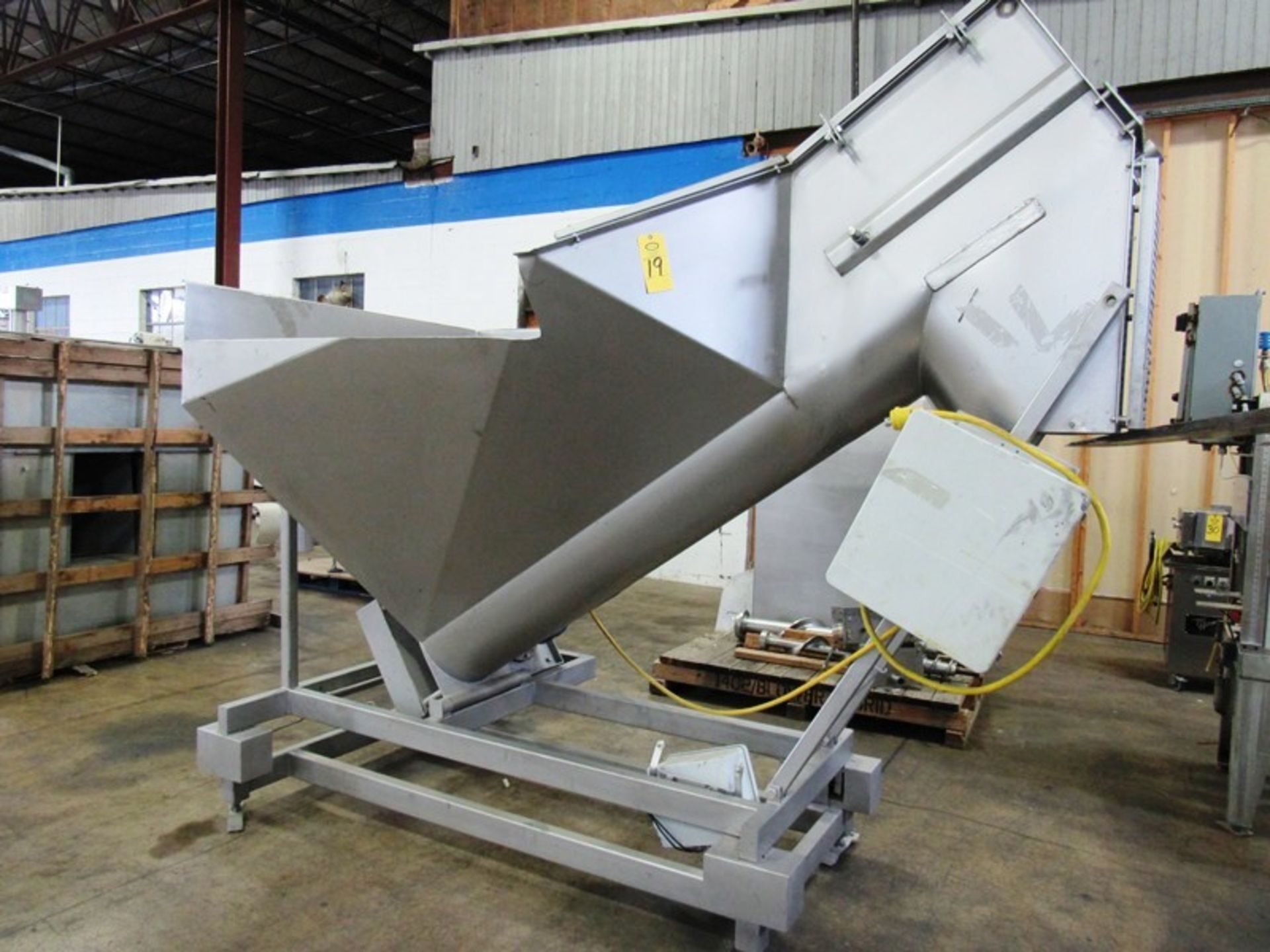 Stainless Steel Screw Loader, 16" Dia. X 8' L stainless steel screw, 5' W X 5' L load hopper, 15 h.