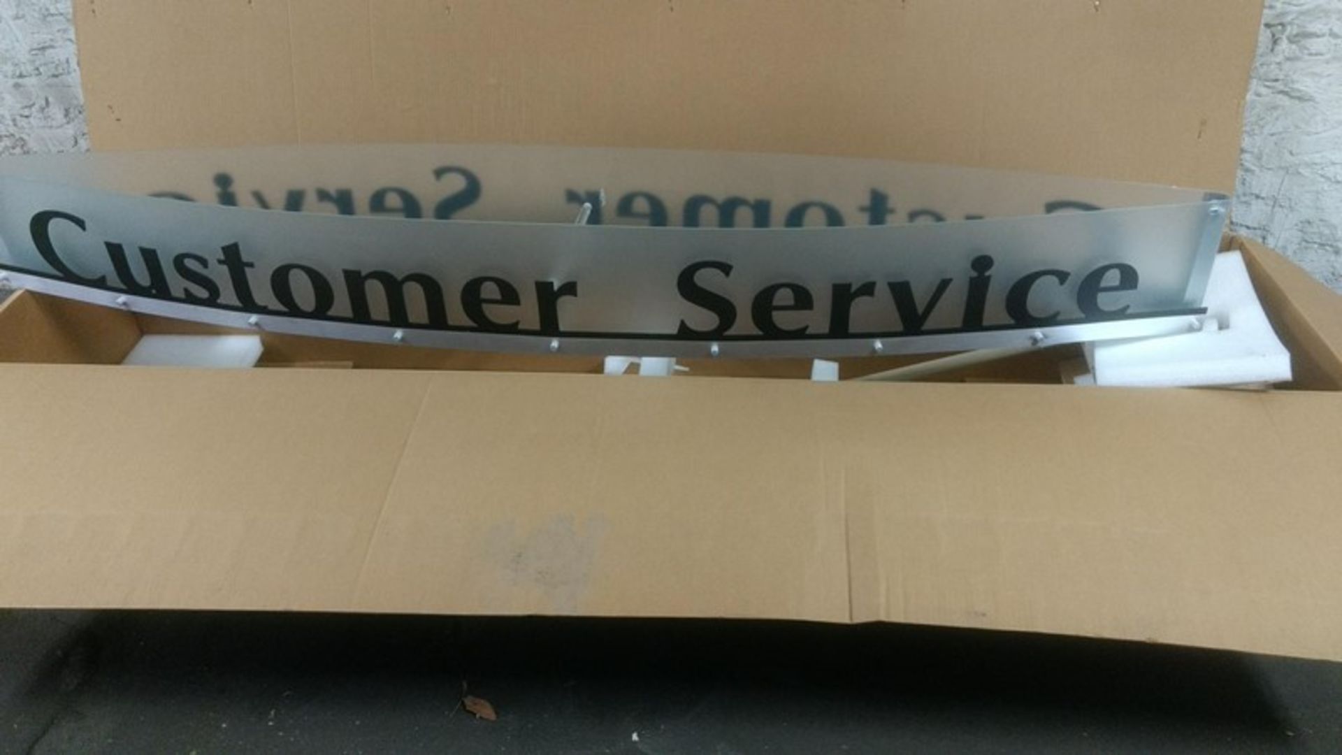 Customer Service Sign, 10" wide X 8' long, with hardware (new in box)