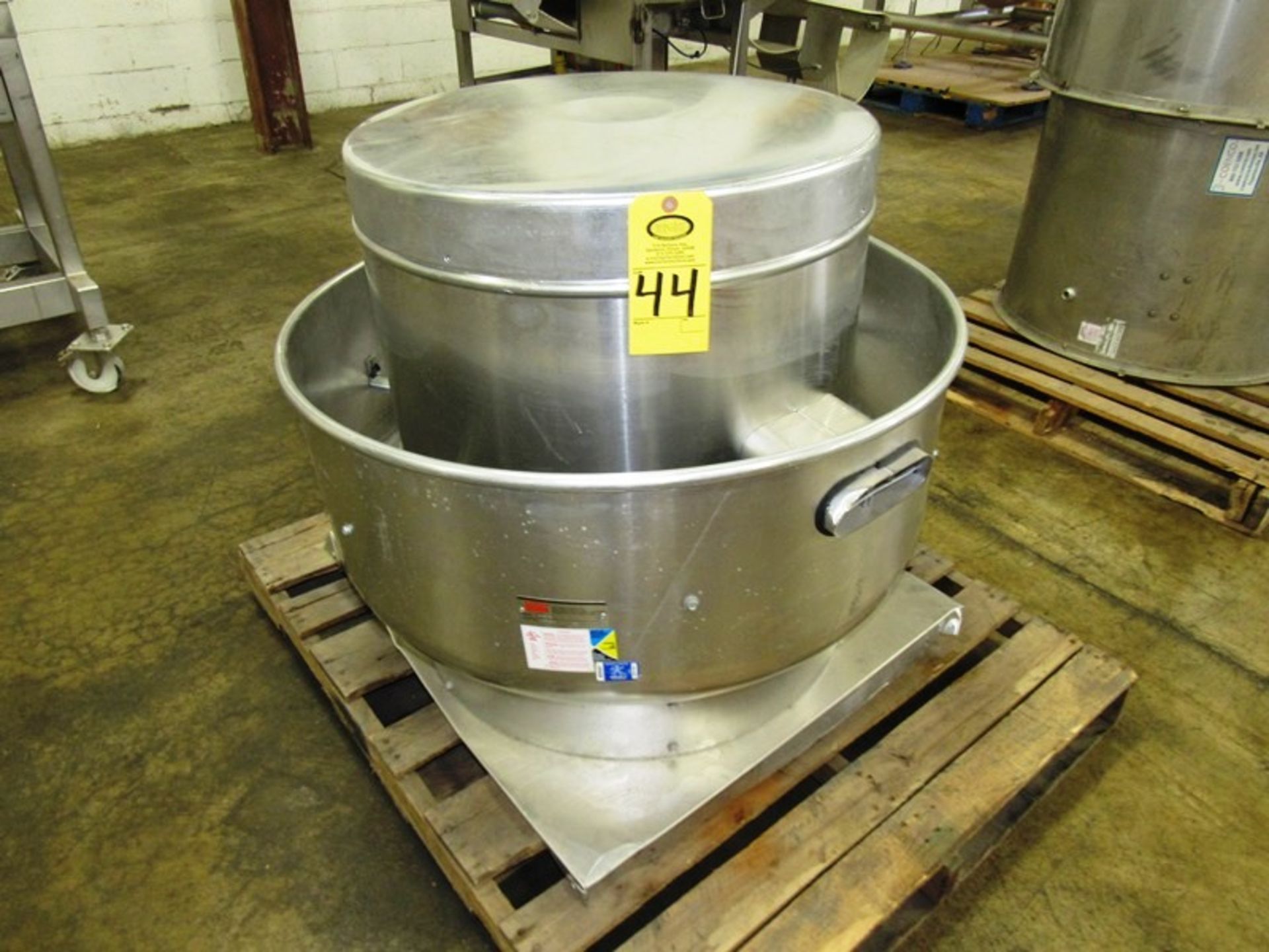 Dayton Mdl. 4HZ576 Stainless Steel Rooftop Exhaust, 36" Dia. X 30" base, Ser. #14494684