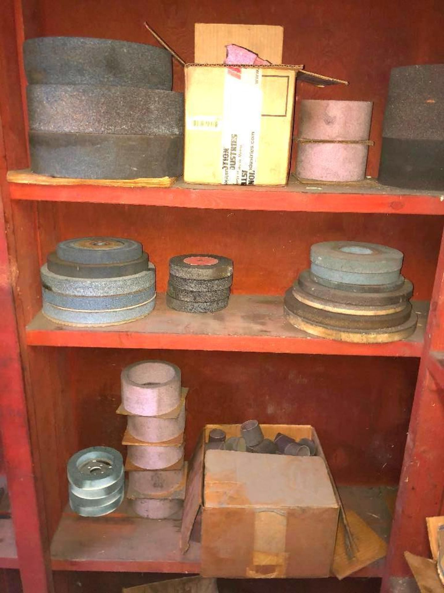 DESCRIPTION: (1) LOT OF ASSORTED ABRASIVE AND GRINDING WHEELS. LOCATION: FRONT WAREHOUSE THIS LOT IS