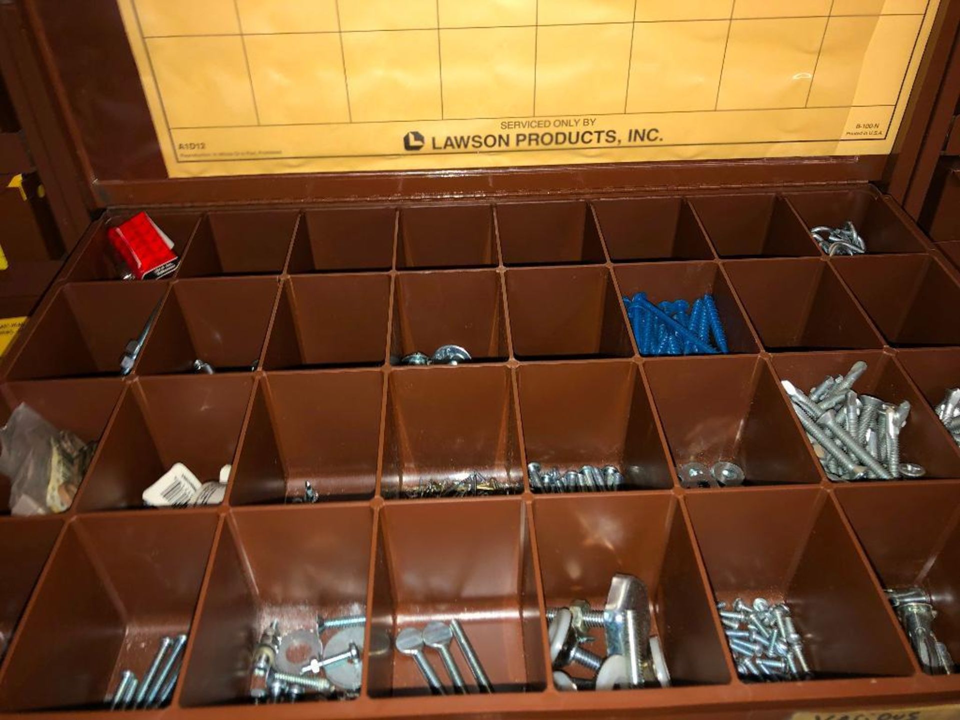 DESCRIPTION LAWSON HARDWARE/PARTS ORGANIZER W/ CONTENTS (SEE ADDITIONAL PHOTOS) LOCATION TOOL ROOM: - Image 3 of 13