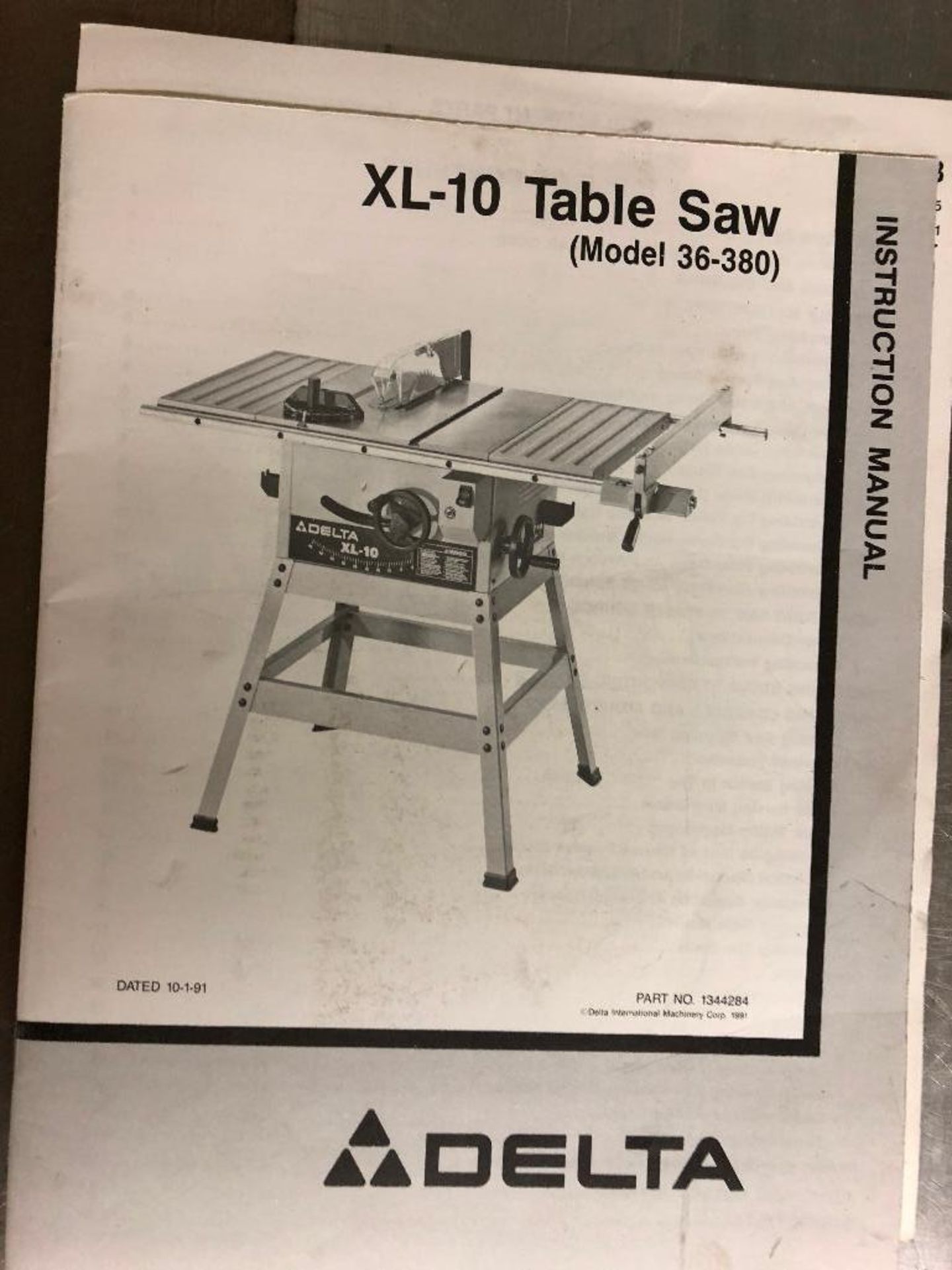 DESCRIPTION DELTA XL-10 TABLE SAW BRAND/MODEL DELTA 36-380 LOCATION TOOL ROOM QUANTITY 1 - Image 6 of 6