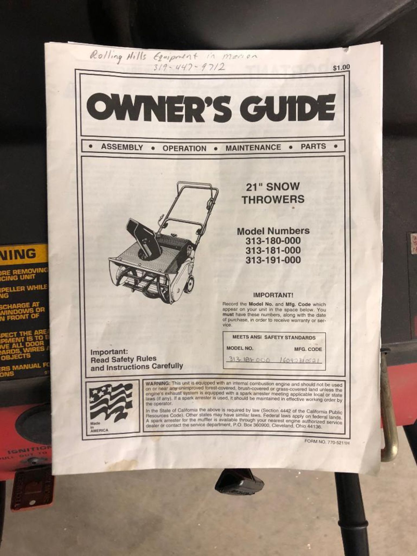 DESCRIPTION FULLY ASSEMBLED SNOW THROWER, 21 IN CLEARING BRAND/MODEL MTD ADDITIONAL INFORMATION SEE - Image 2 of 4