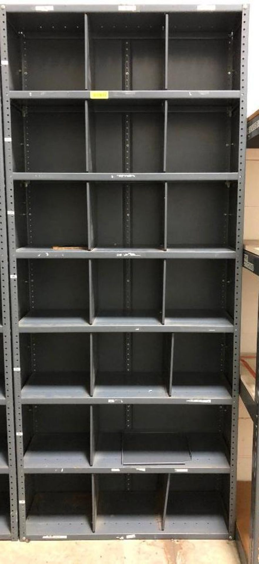 DESCRIPTION (2) 21-CUBE METAL SHELVING UNIT SIZE 36 IN X 12 IN X 84 IN LOCATION WAREHOUSE: BAY 1 THI