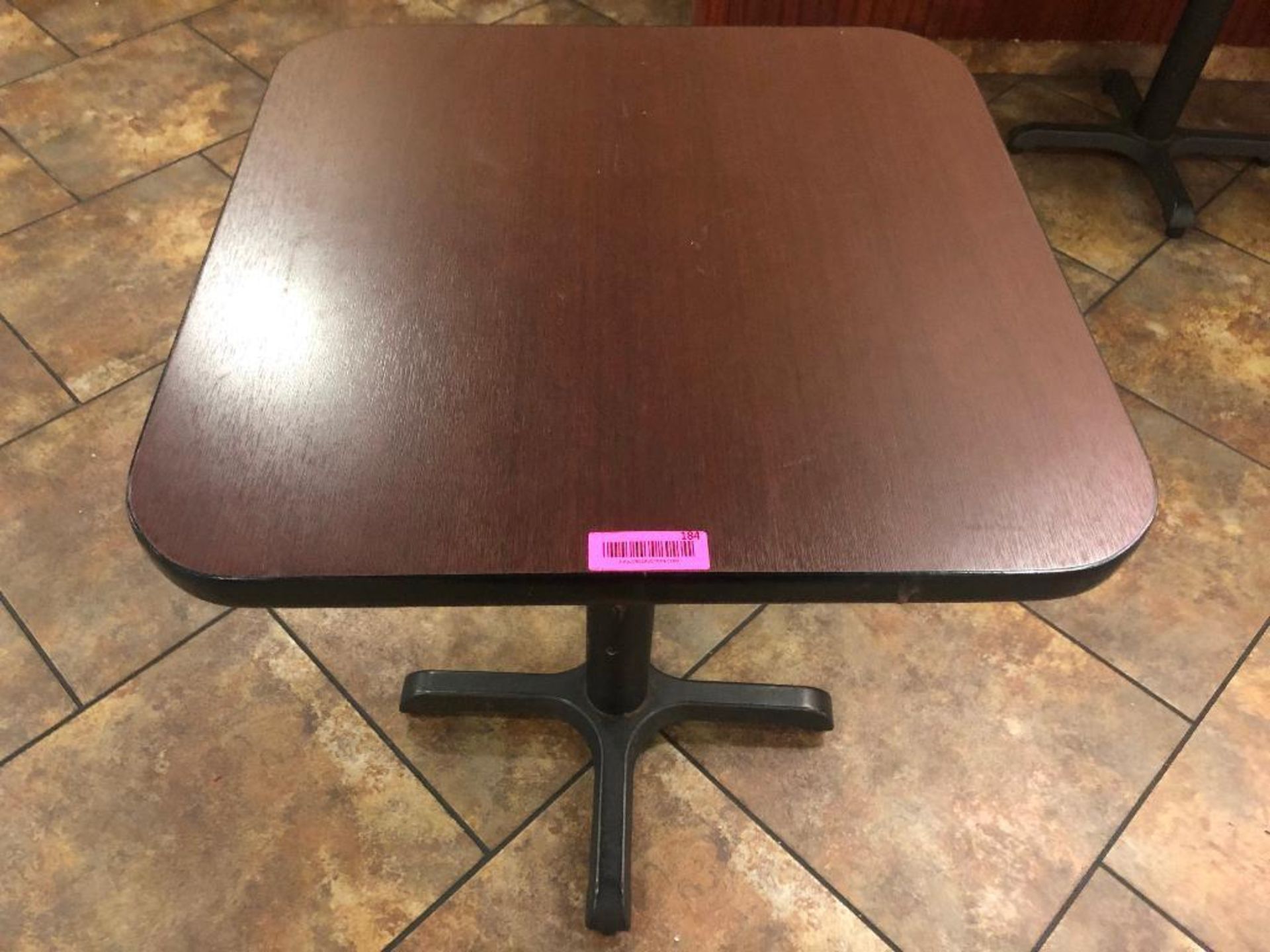 DESCRIPTION: 24" X 24" COMPOSITE TABLE W/ DARK ESPRESSO FINISH SIZE: 24" X 24" LOCATION: MAIN FLOOR