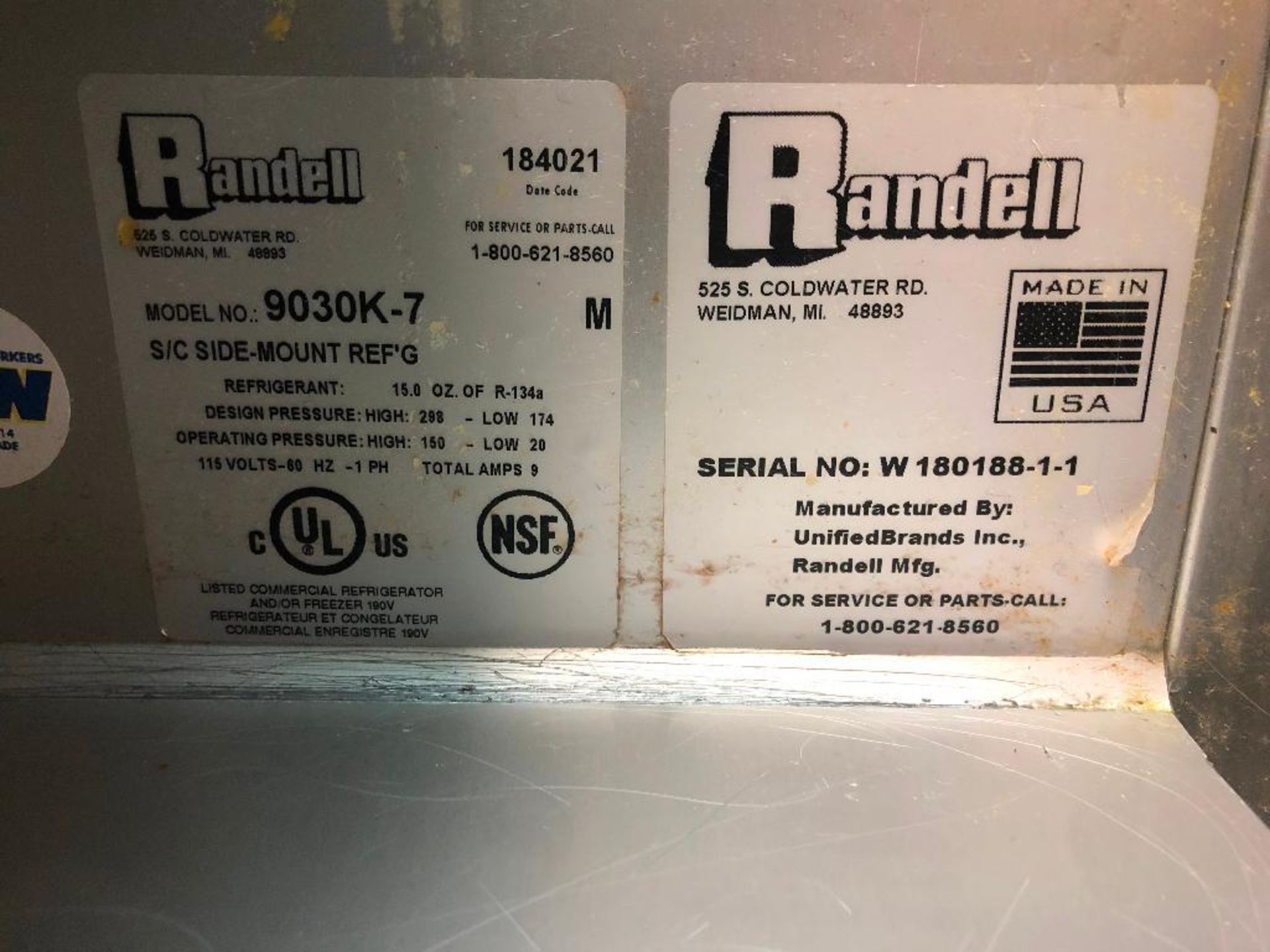 DESCRIPTION: RANDELL 48" REFRIGERATED SANDWICH PREP COOLER. BRAND / MODEL: RANDELL 9030K-7 ADDITIONA - Image 3 of 3