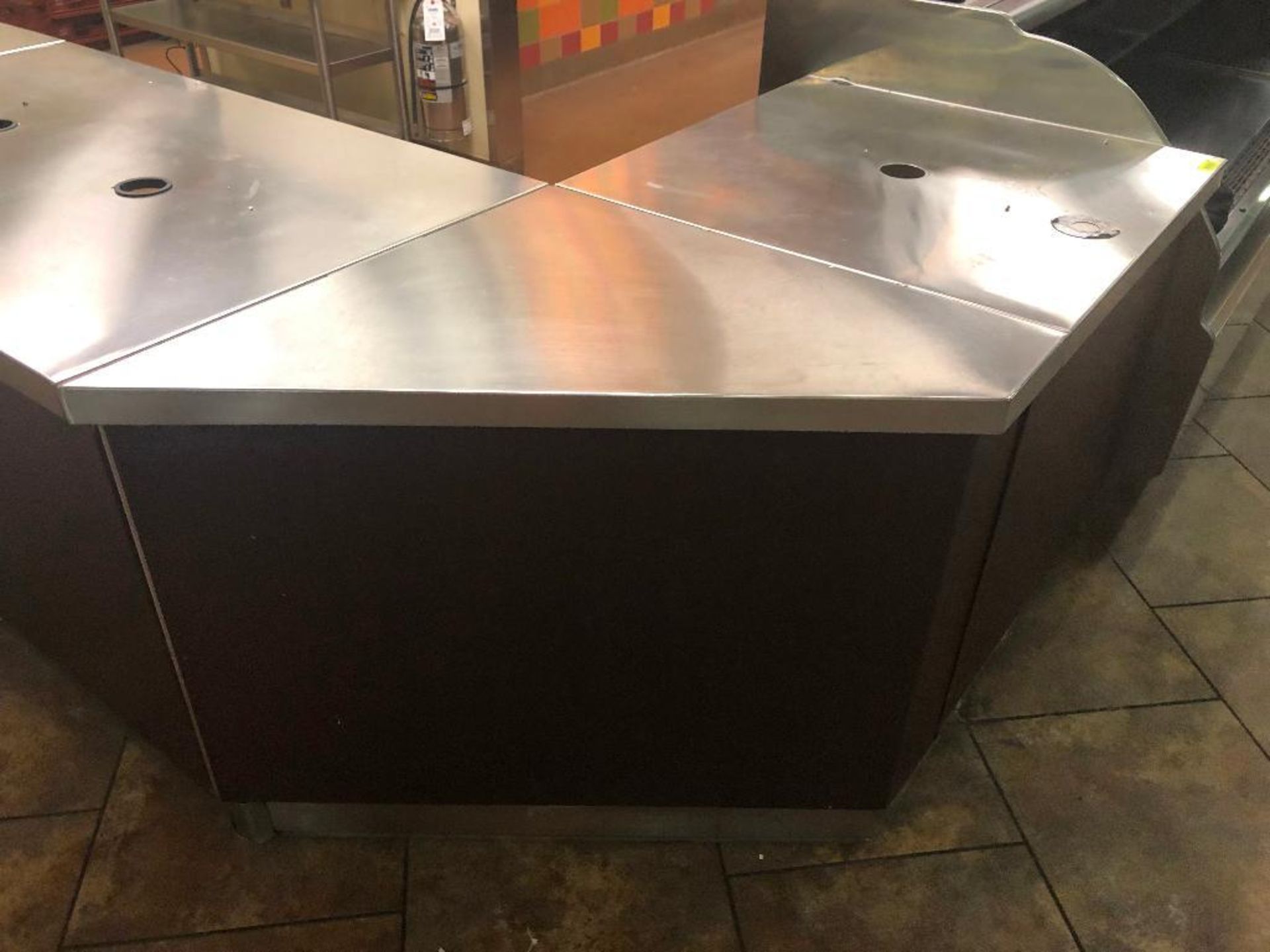 DESCRIPTION: 13' X 6' " L " SHAPED STAINLESS SALES COUNTER. ADDITIONAL INFORMATION: COMES APART IN ( - Image 3 of 7