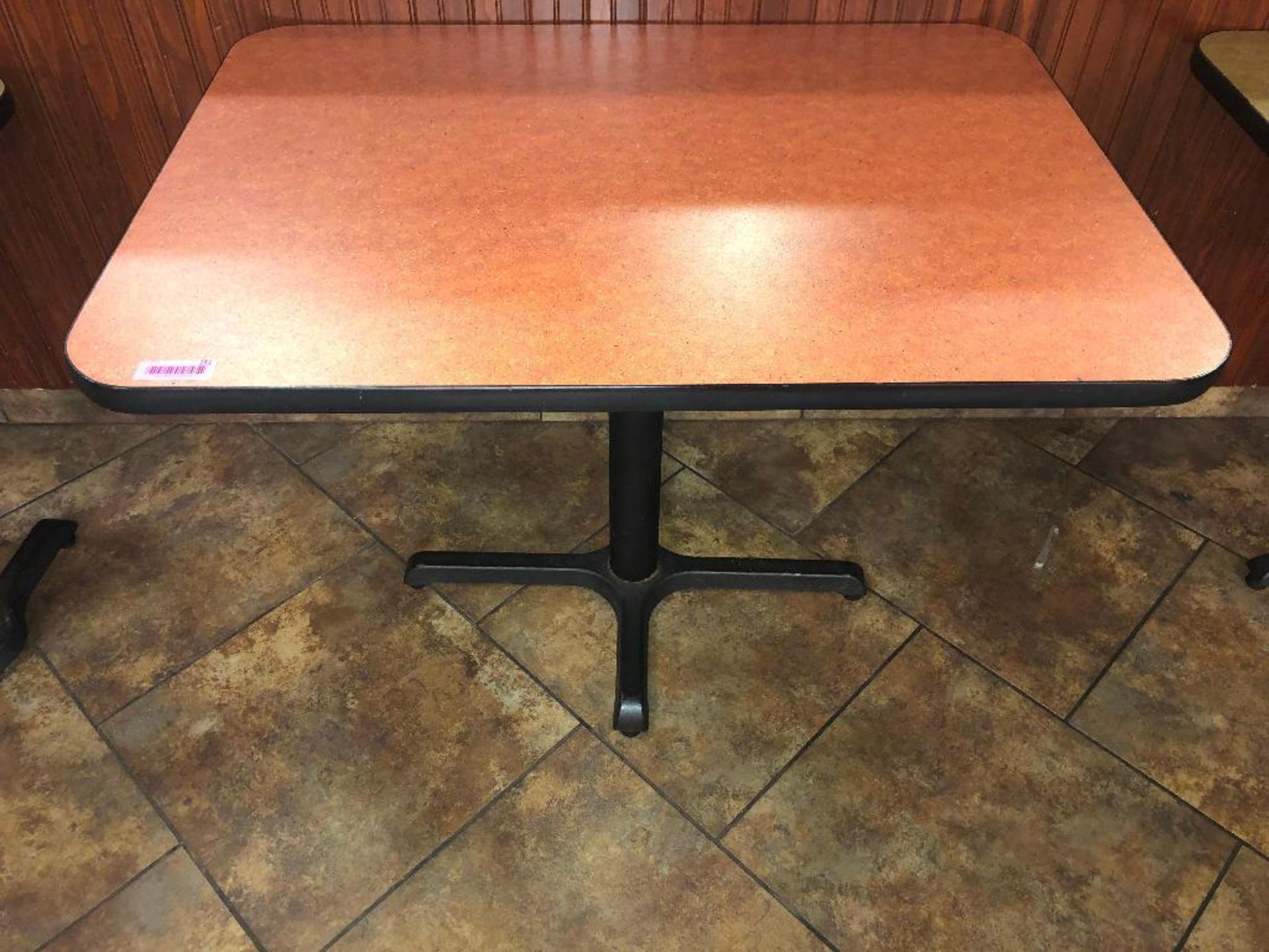 DESCRIPTION: 42" X 30" COMPOSITE TABLE TOP W/ METAL BASE. ADDITIONAL INFORMATION: DARK TAN SIZE: 42"