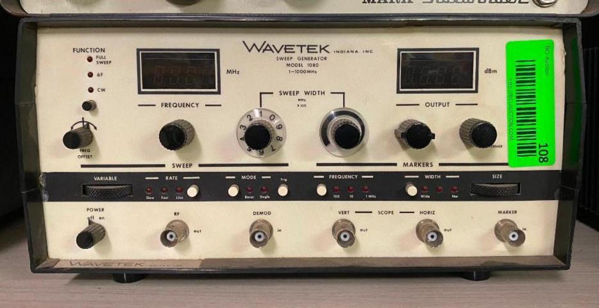 DESCRIPTION SWEEP GENERATOR BRAND/MODEL WAVETEK 1080 LOCATION BASEMENT QUANTITY: X BID 1