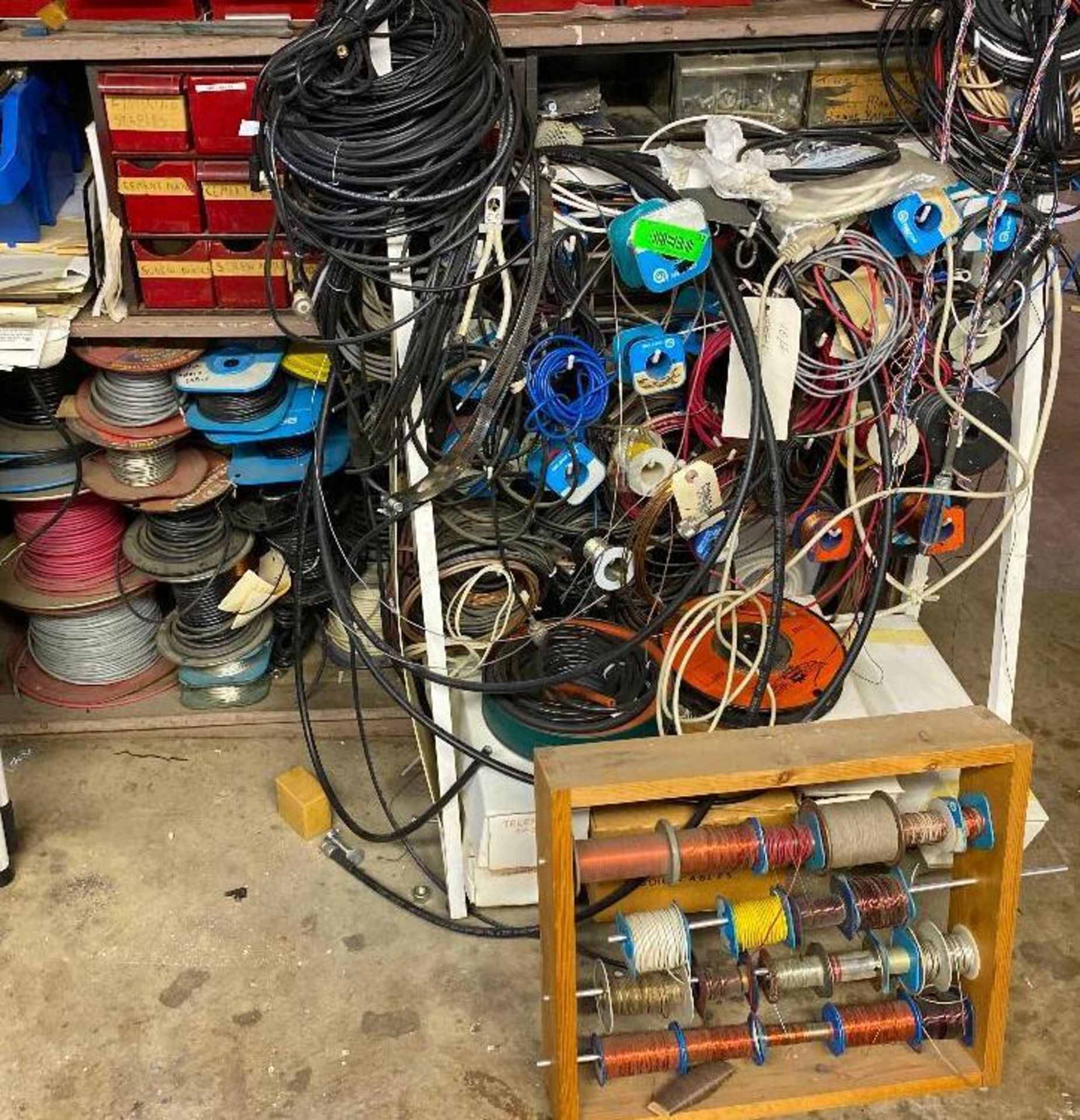 DESCRIPTION LARGE ASSORTMENT OF ELECTRICAL WIRING AS SHOWN LOCATION BASEMENT THIS LOT IS ONE MONEY Q
