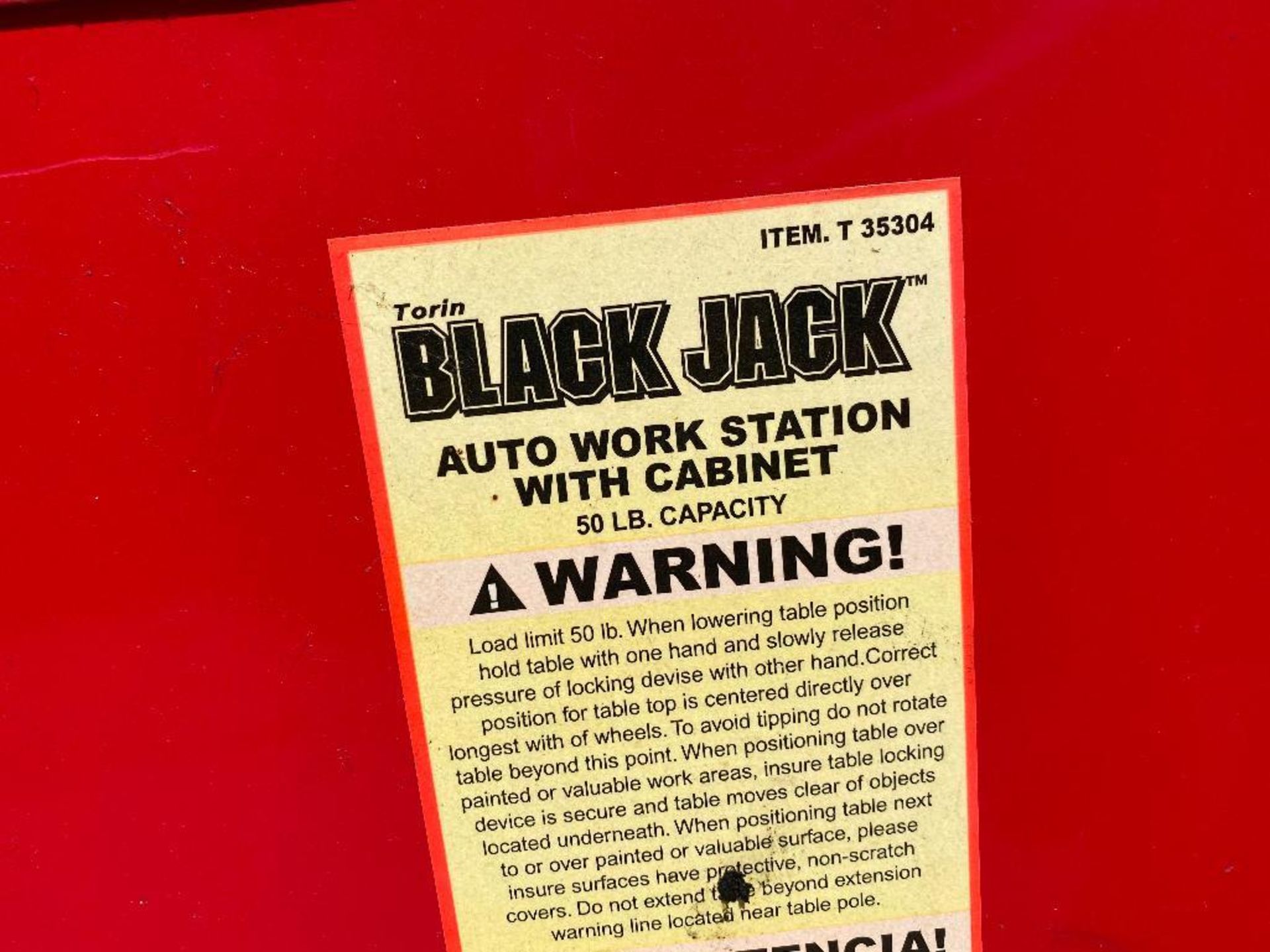 DESCRIPTION "BLACK JACK" AUTO WORK STATION WITH CABINET BRAND/MODEL TORIN T-35304 LOCATION GARAGE #1 - Image 3 of 6