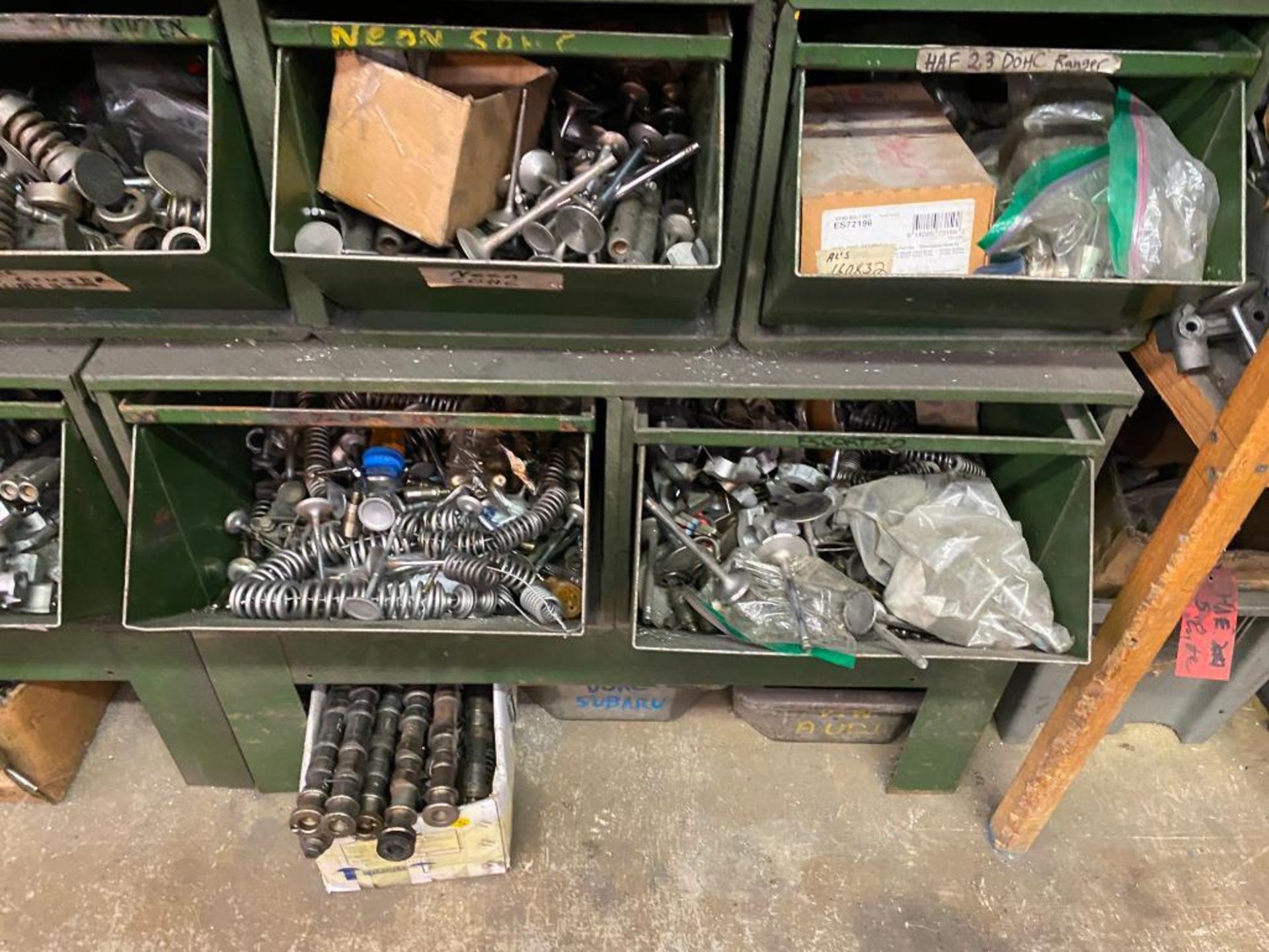 DESCRIPTION TERRACED METAL SHELVING BIN UNIT WITH CONTENTS OF MOTOR HEAD PARTS ADDITIONAL INFO SEE P - Image 8 of 12