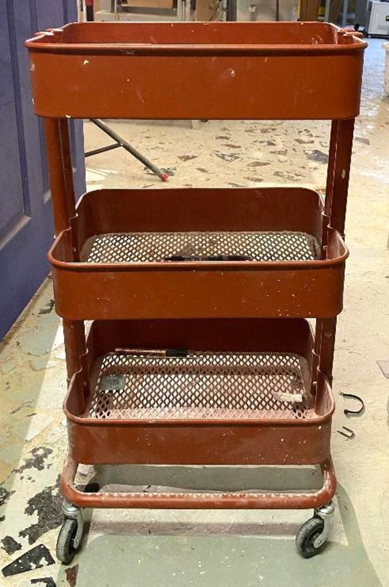 DESCRIPTION (2) 16" X 12" X 30" 3-TIER RACK ON CASTERS LOCATION BASEMENT: TOOL ROOM THIS LOT IS SOLD - Image 2 of 6