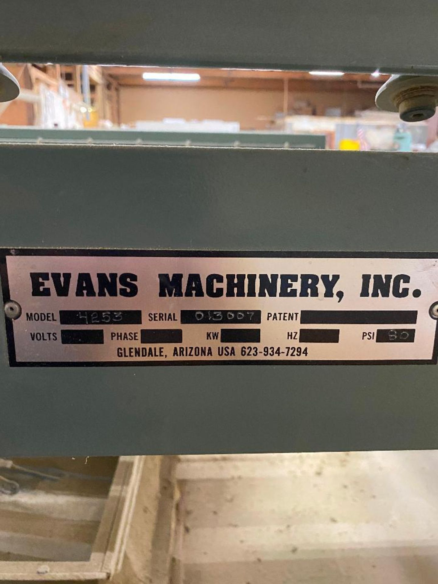 DESCRIPTION: EVANS MACHINERY 4253 SEMI-AUTOMATIC INDEX TABLE BRAND/MODEL: EVANS MACHINERY ADDITIONAL - Image 8 of 11