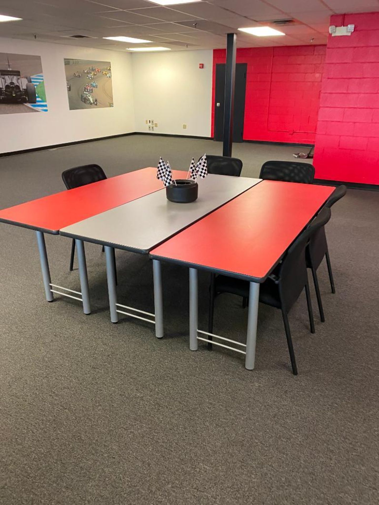 DESCRIPTION: (3) DINING TABLES ADDITIONAL INFORMATION: (2) RED, (1) GREY SIZE: 72"X24" THIS LOT IS: