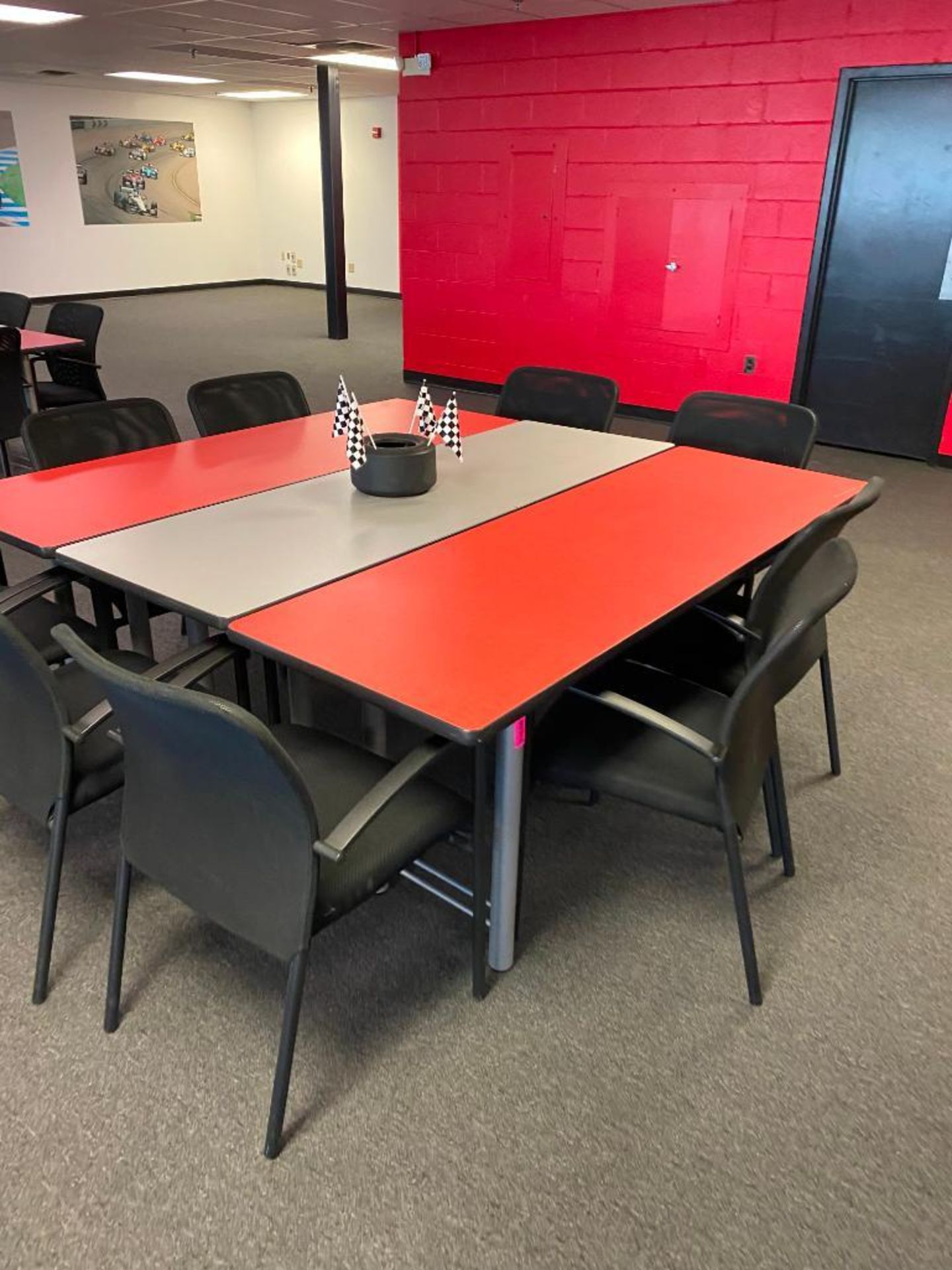 DESCRIPTION: (3) DINING TABLES ADDITIONAL INFORMATION: (2) RED, (1) GREY SIZE: 72"X24" THIS LOT IS: