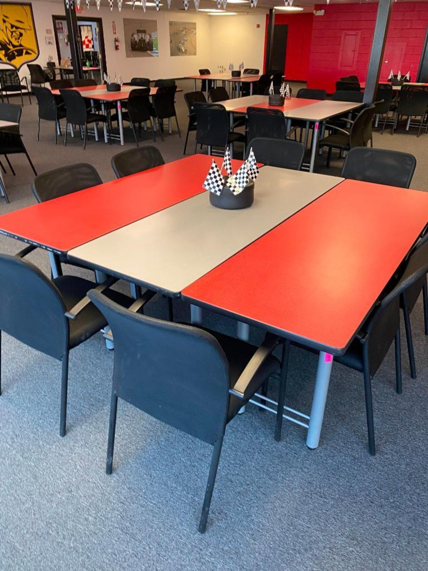 DESCRIPTION: (3) DINING TABLES ADDITIONAL INFORMATION: (2) RED, (1) GREY SIZE: 72"X24" THIS LOT IS: