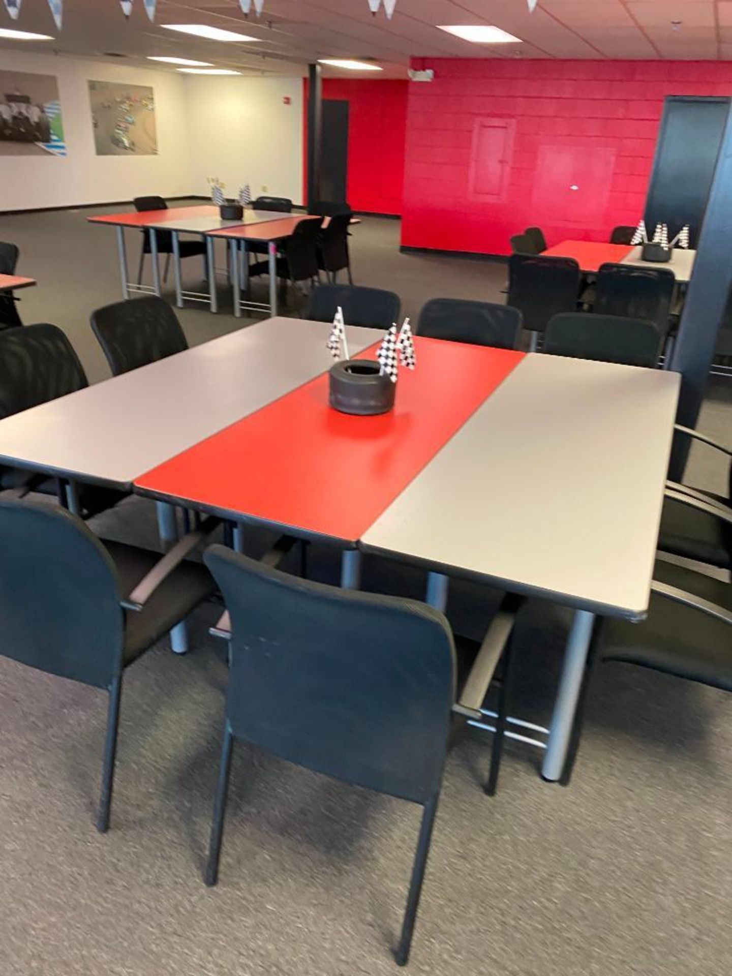 DESCRIPTION: (3) DINING TABLES ADDITIONAL INFORMATION: (2) GREY, (1) RED SIZE: 72"X24" THIS LOT IS: