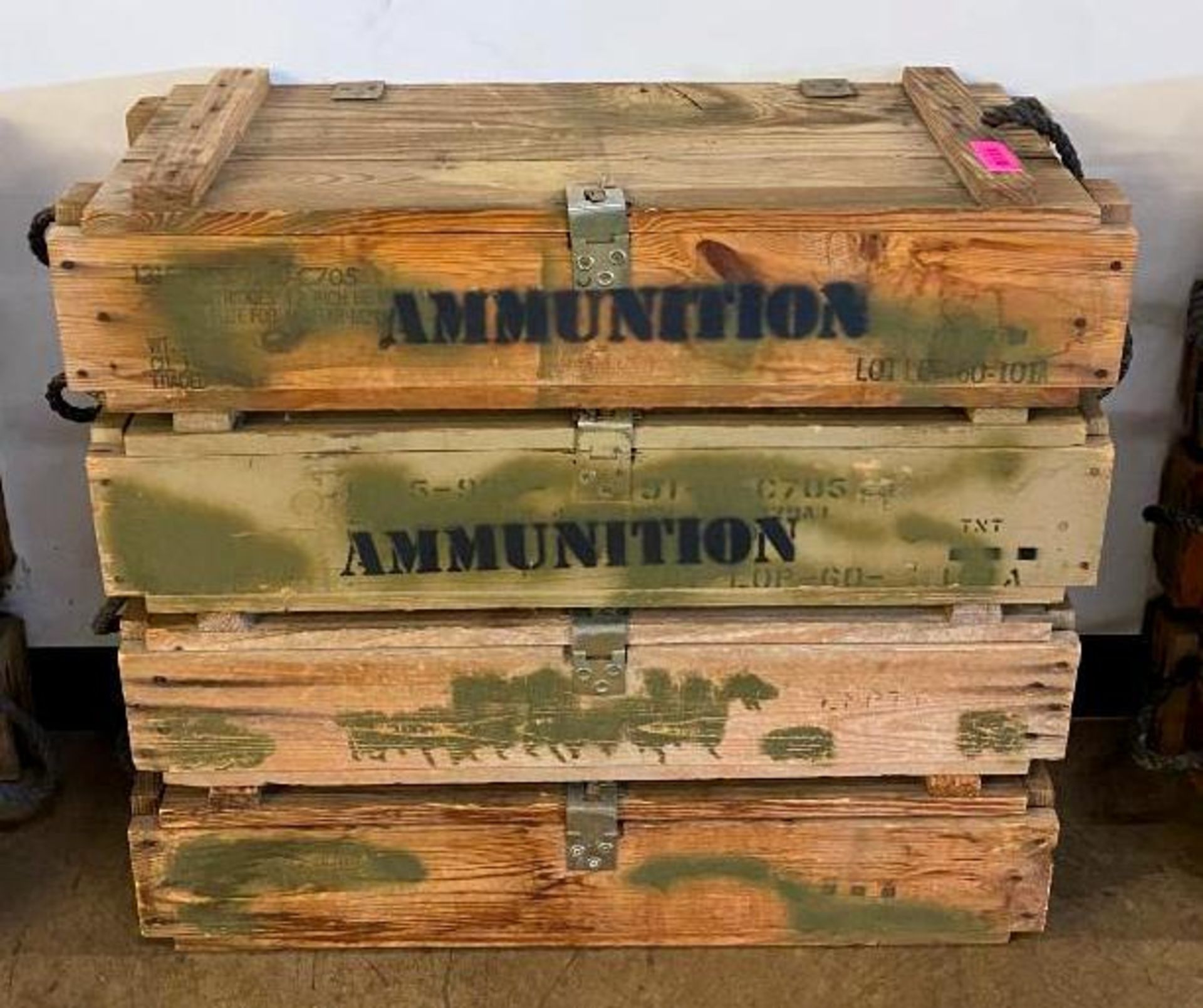 DESCRIPTION: (4) REAL MILITARY AMMUNITION CRATES SIZE: 33"X12"X8" THIS LOT IS: SOLD BY THE PIECE QTY