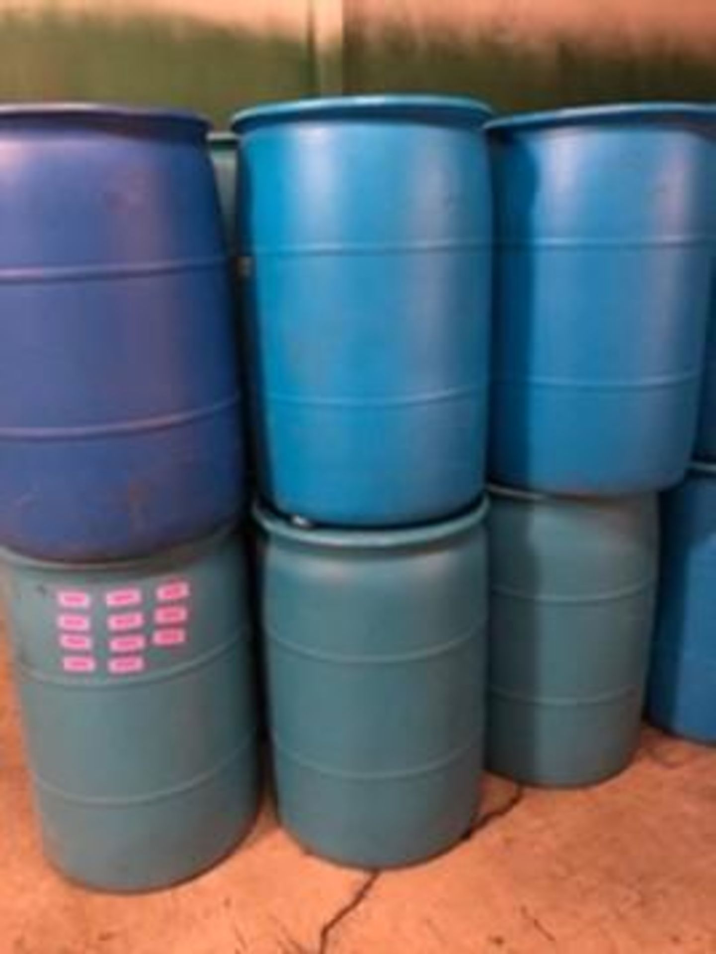 DESCRIPTION: (15) BLUE PLASTIC DRUMS THIS LOT IS: ONE MONEY QTY: 1