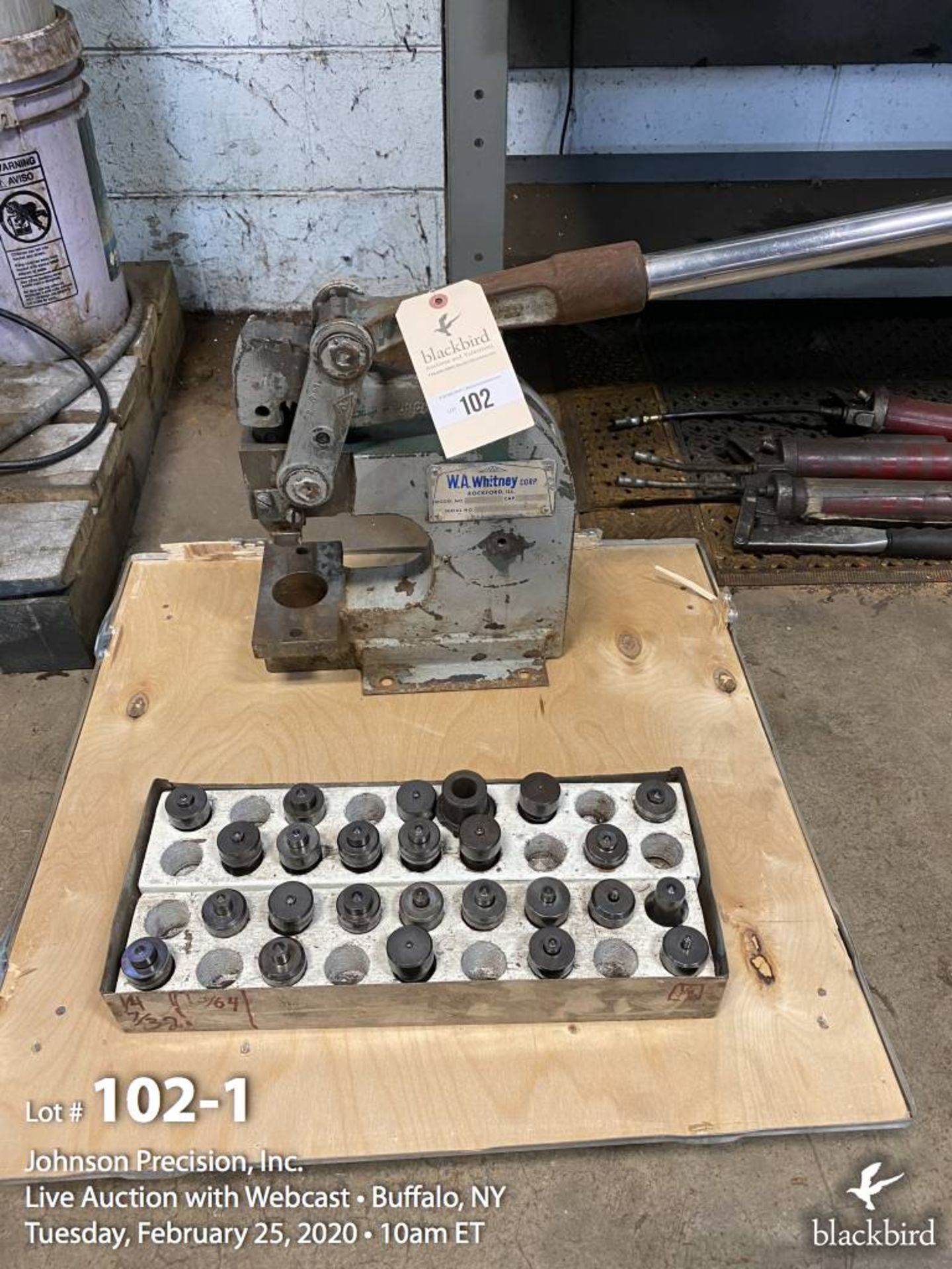 W.A. Whitney model 91 punch and die press with dies