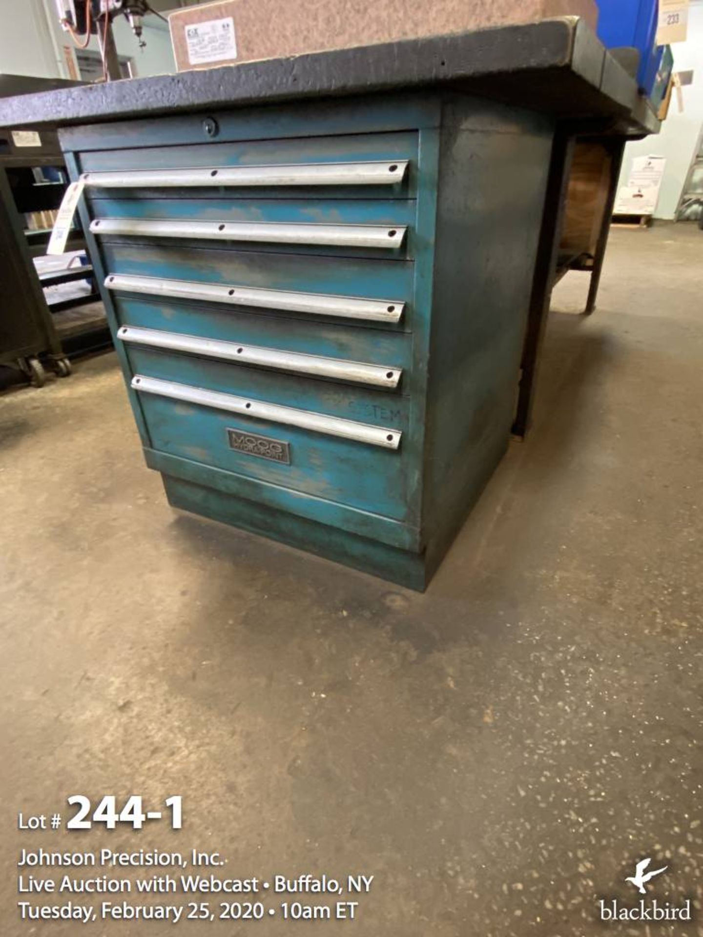 5 Drawer steel cabinet with butcher block top