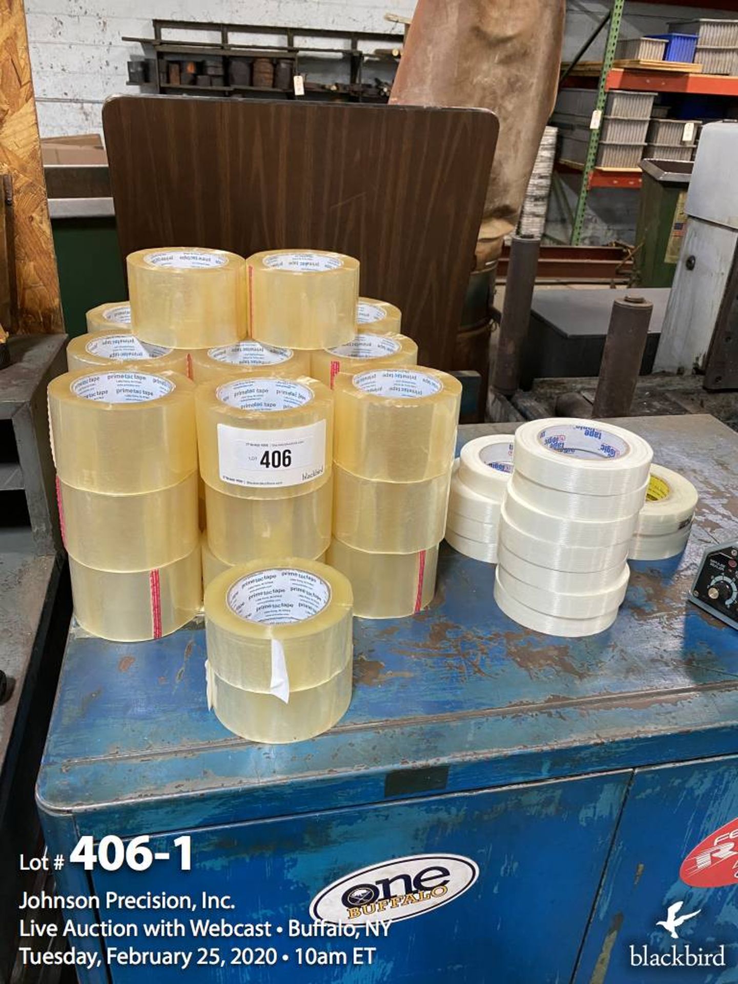 Lot- 3", 2" packing tape and 3/4" and 1/2" reinforces tape