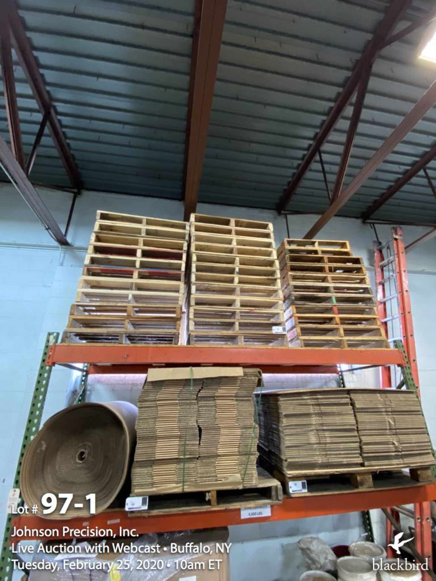 Lot- 36" x 36" pallets on top of pallet rack