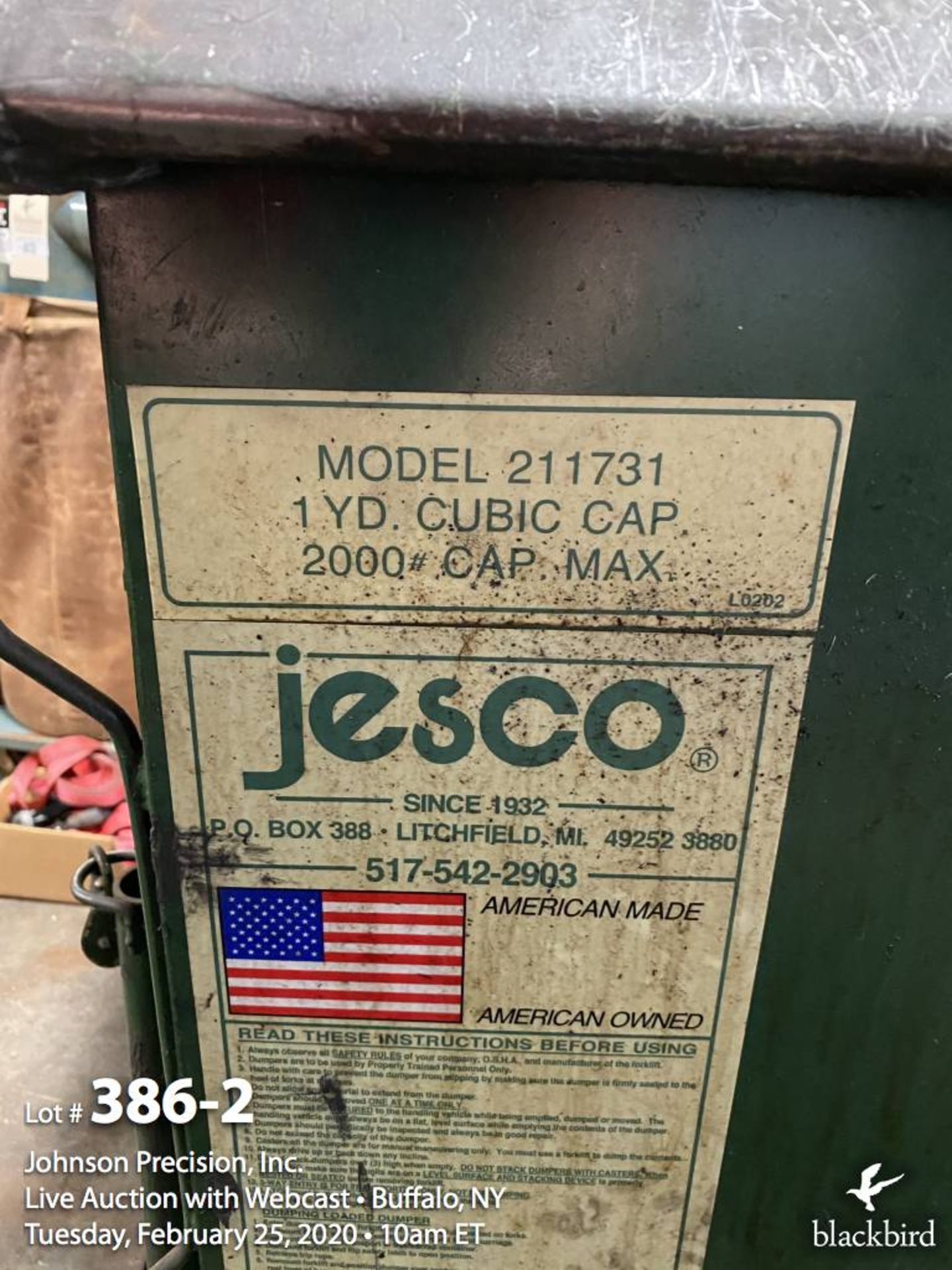 Jesco 1yd mobile self dumping hopper, green - Image 2 of 4