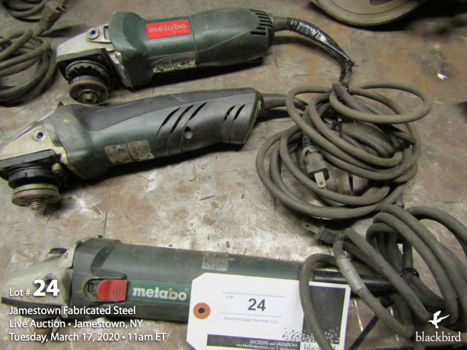 Lot of 3 Metabo angle grinders 4" 120v.