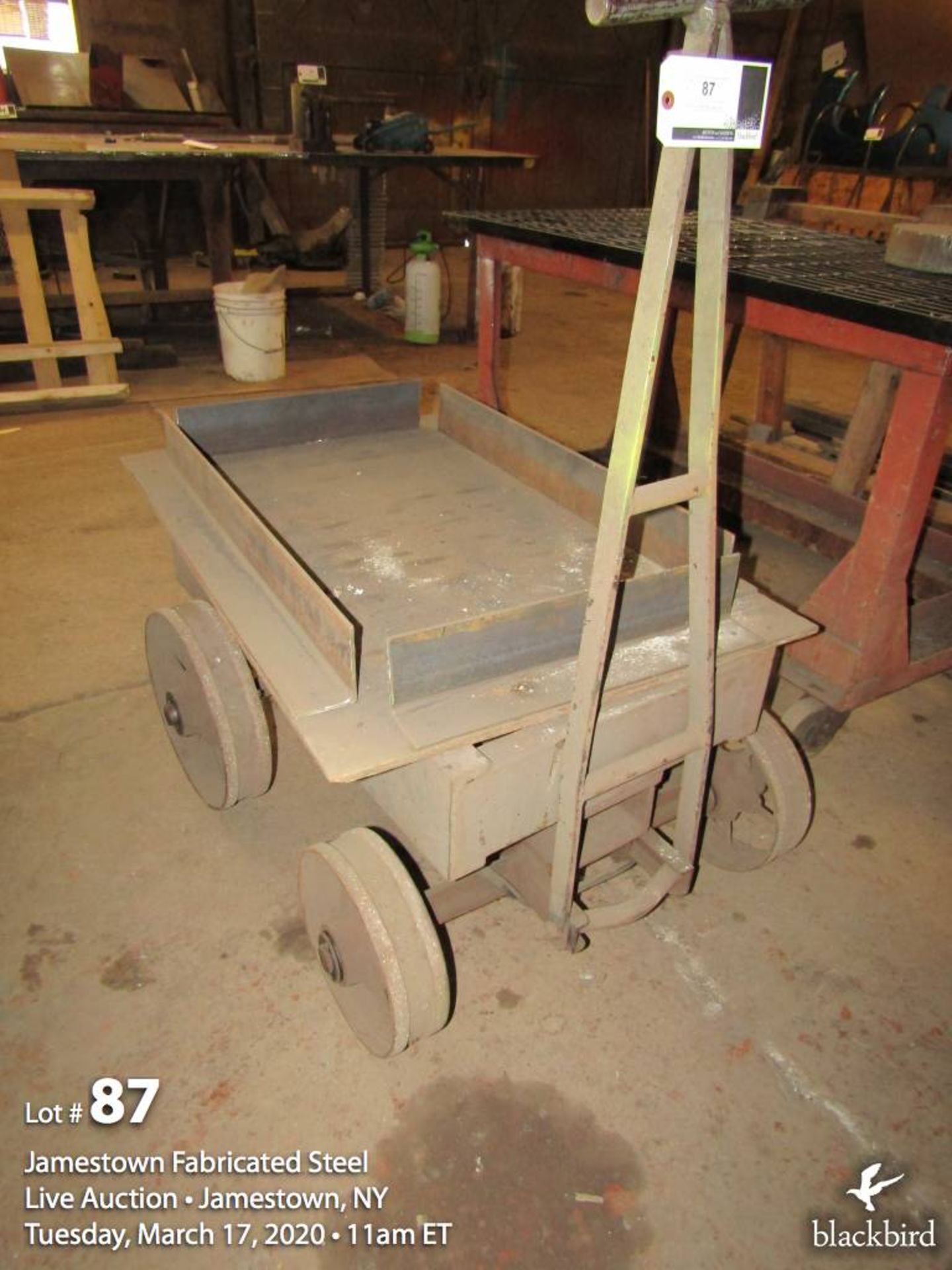 Iron wheel pull cart 43" x 30"