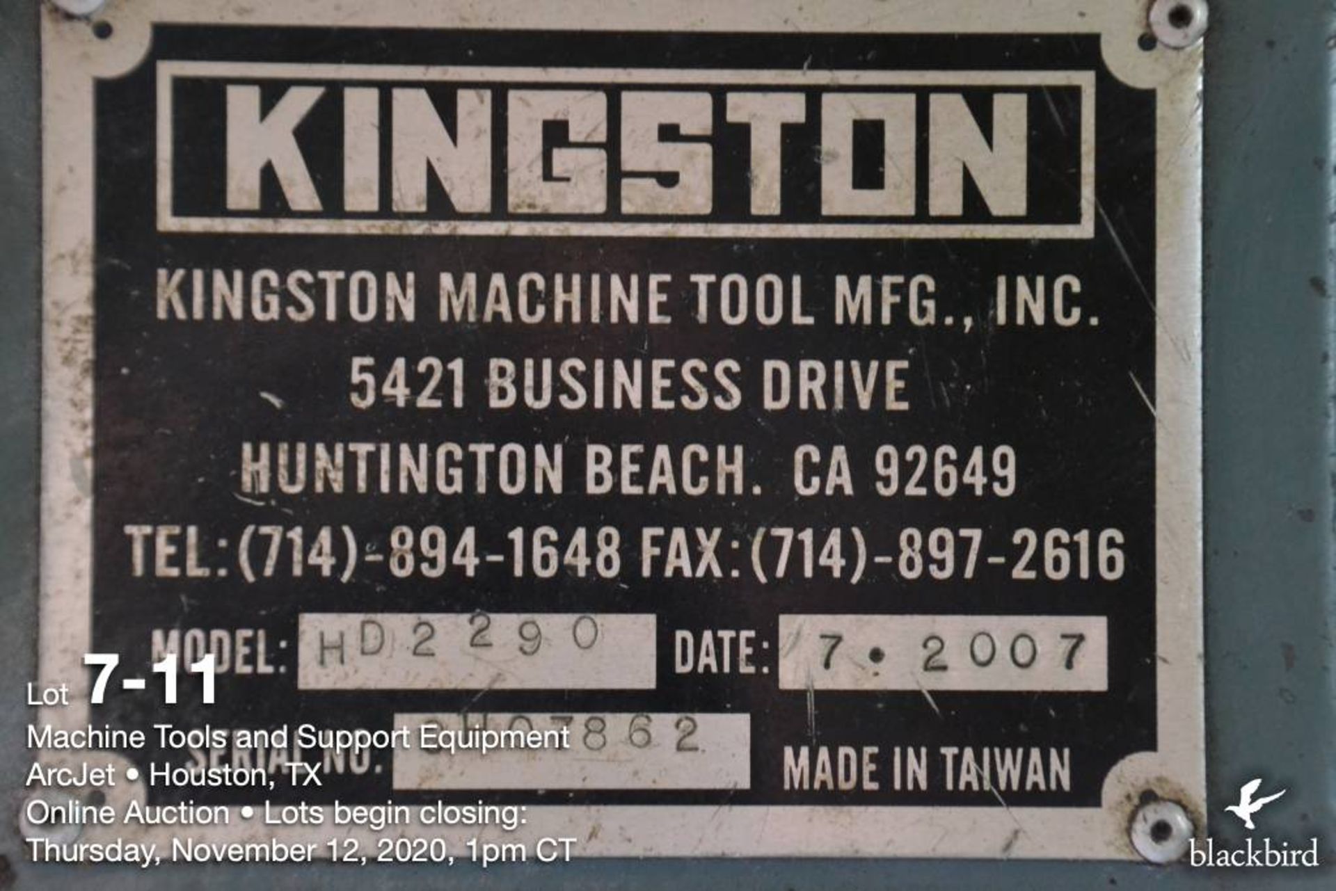 Engine lathe, Kingston HD 2290, 22 in x 90 in, metric & SAE threading, spindle bore 4 1/8 in, 2007 - Image 12 of 12