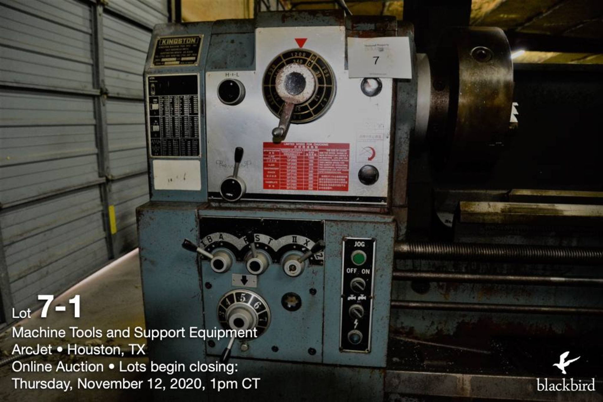 Engine lathe, Kingston HD 2290, 22 in x 90 in, metric & SAE threading, spindle bore 4 1/8 in, 2007 - Image 2 of 12