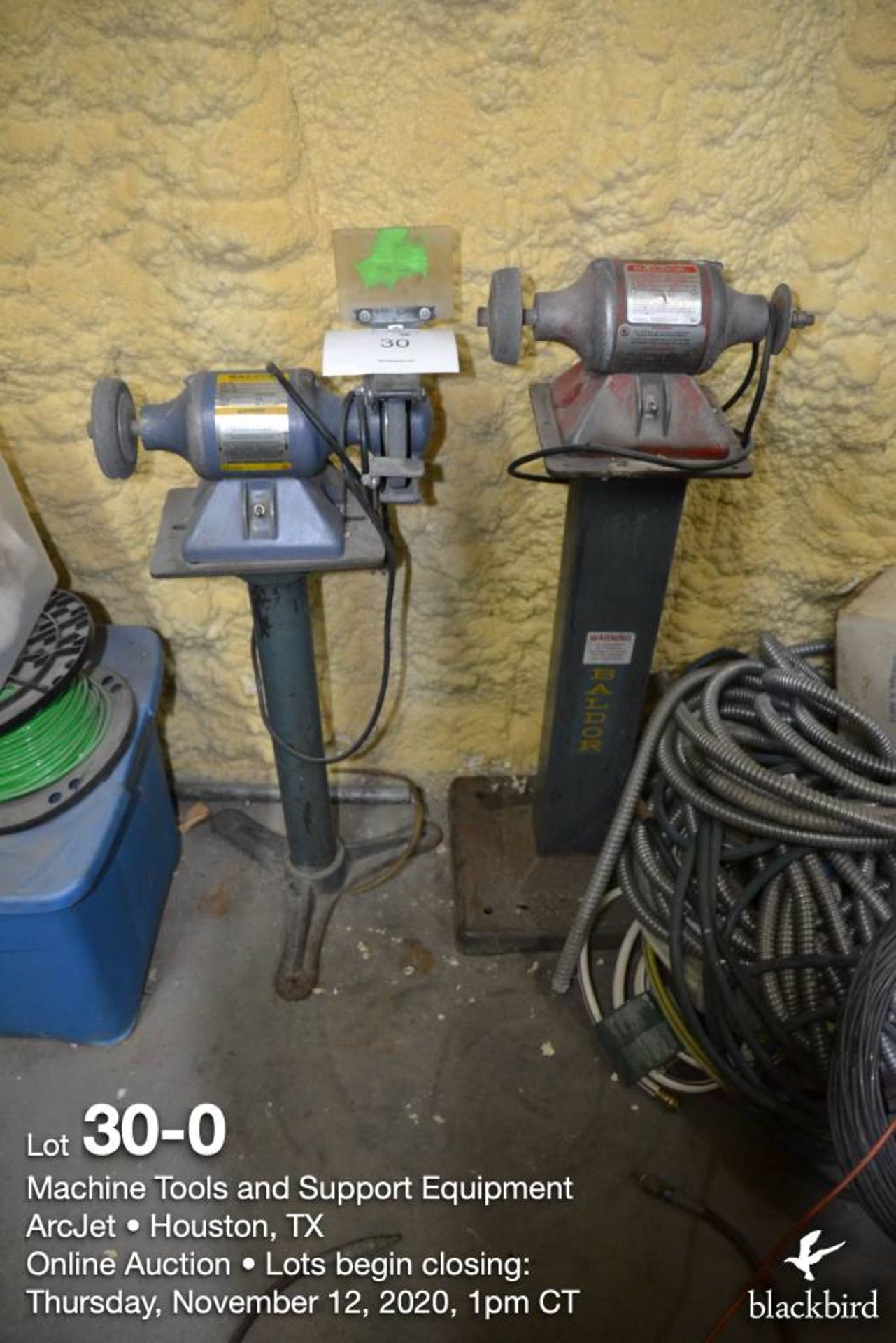 (Lot): (2) 6 in. diameter wheel pedestal grinder