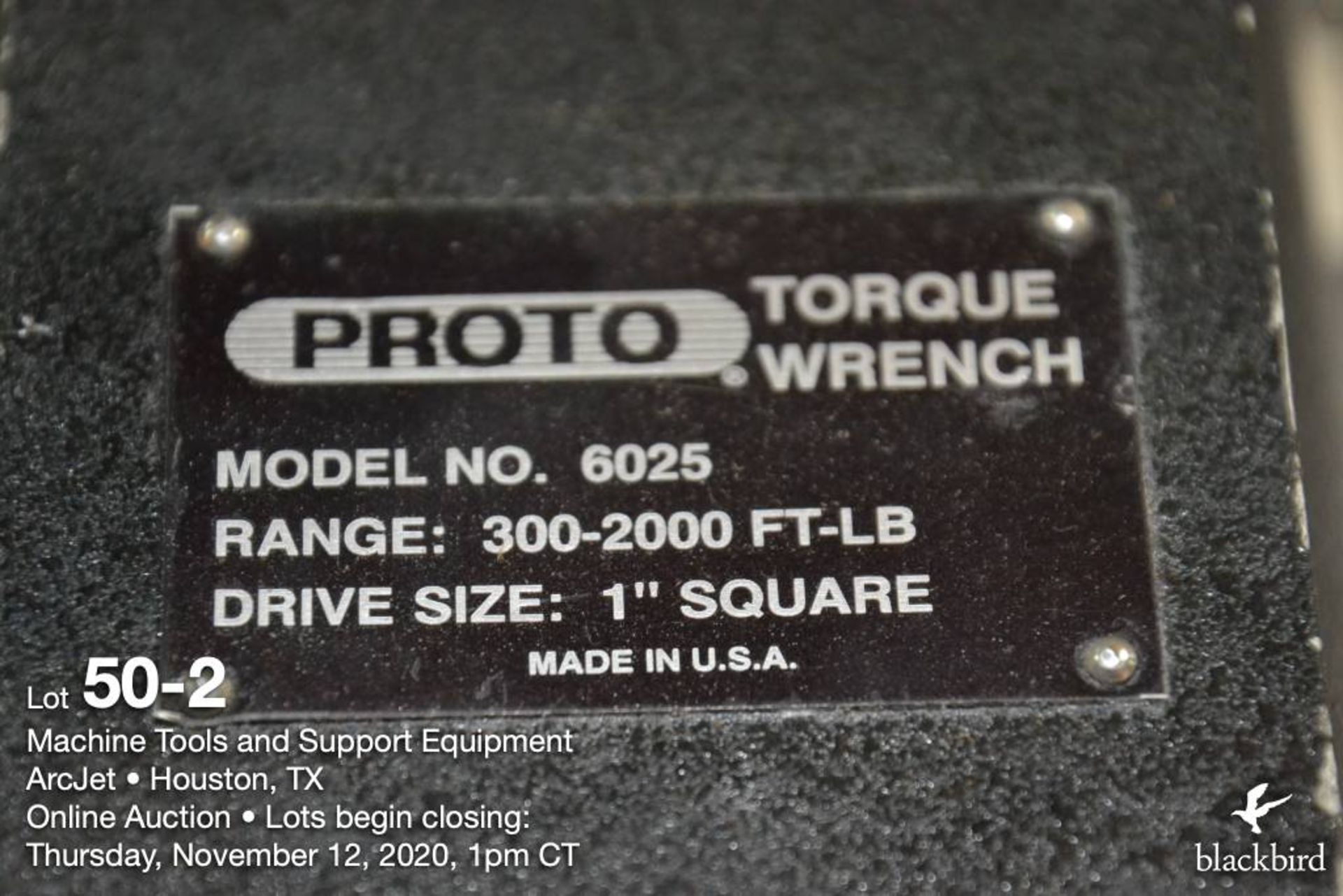 Proto 1 inch drive torque wrench, model 6025, 300-2000Ft lbs. w/2 - 42 inch extensions - Image 3 of 3