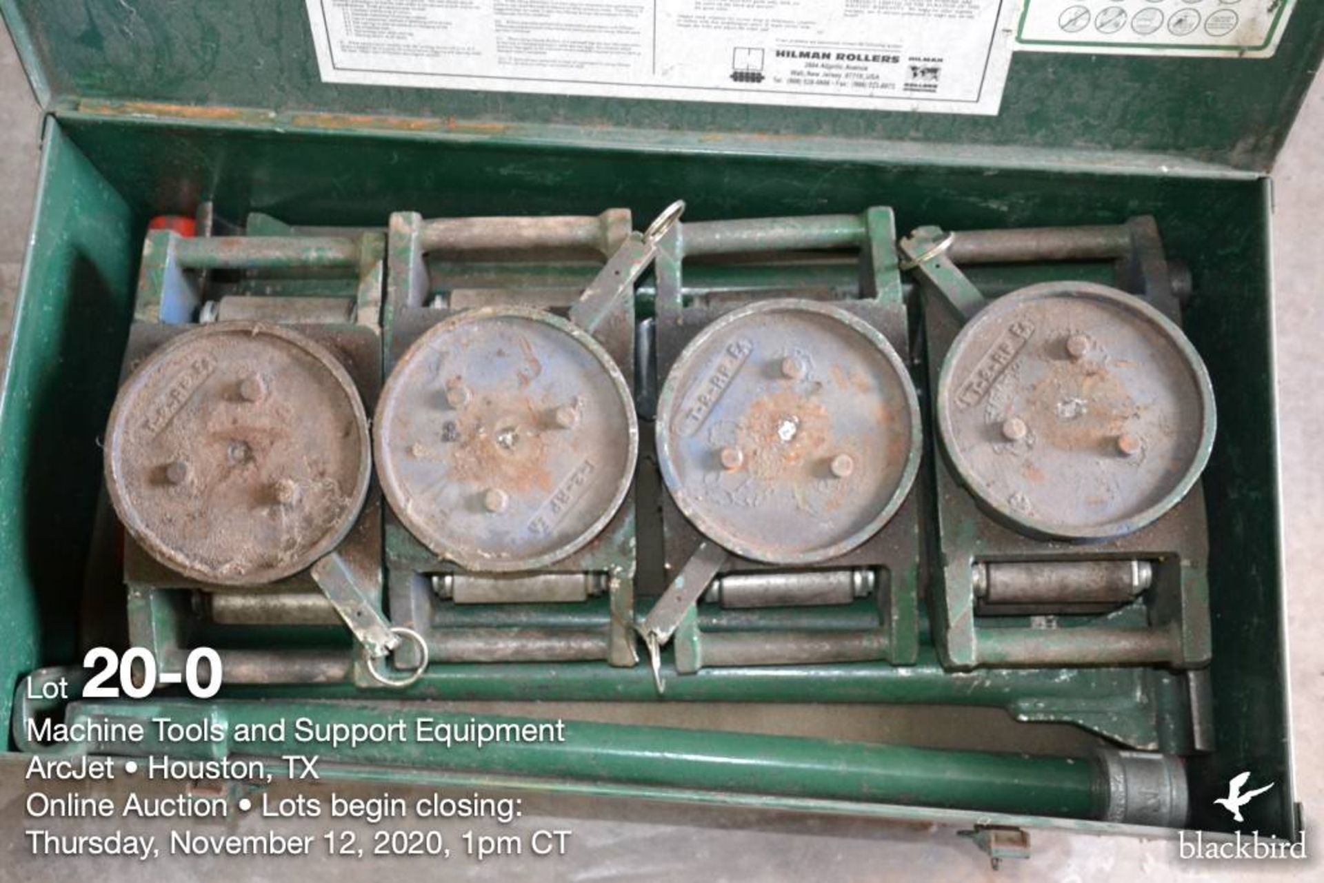 (4) Machinery skates, Hilman, tank type rollers, w/case