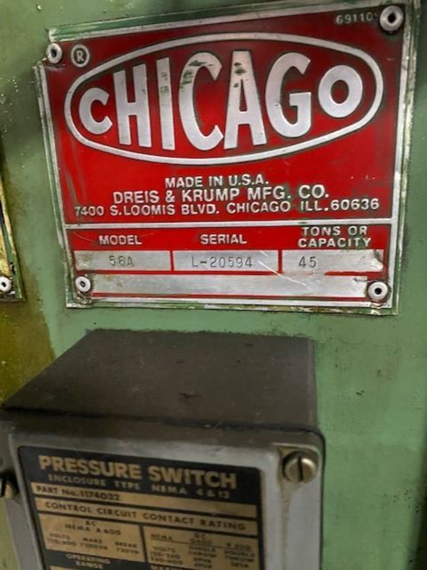 45 Ton Chicago Press Brake Model 56a - Image 4 of 4