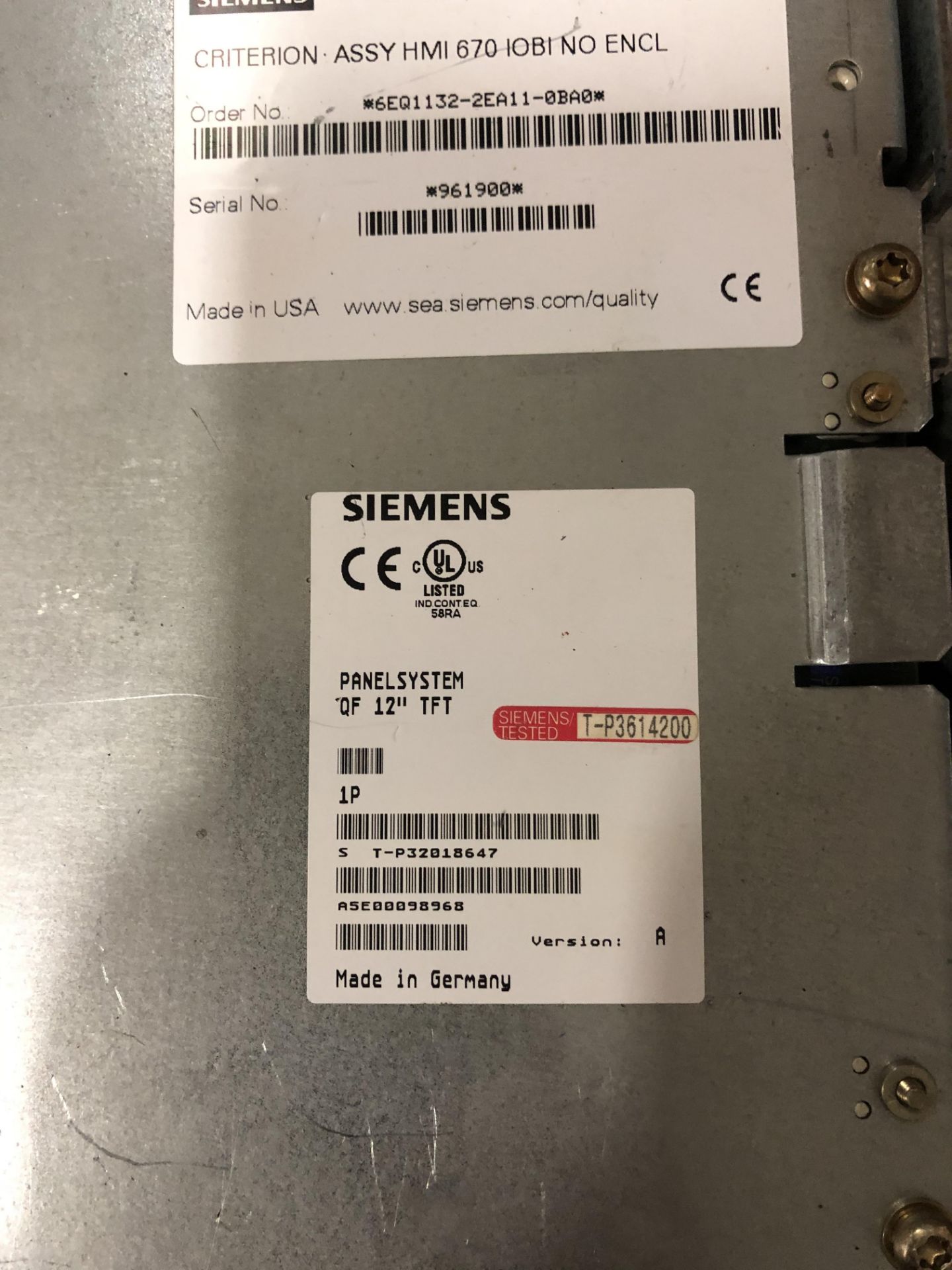 (2) - SIEMENS 6EQ1132-2EA11-0BA0_12" TFT PANEL - Image 3 of 5