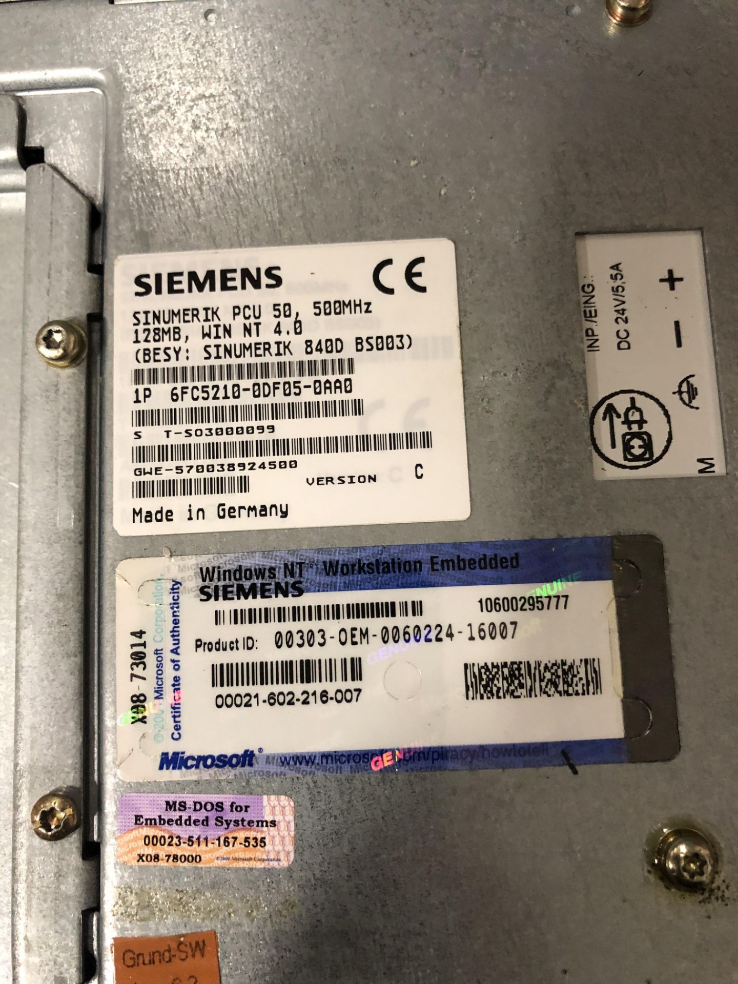 (2) SIEMENS 6FC5210-0DF05-0AA0 SINUMERIK PCU 50 PANELS - Image 4 of 4