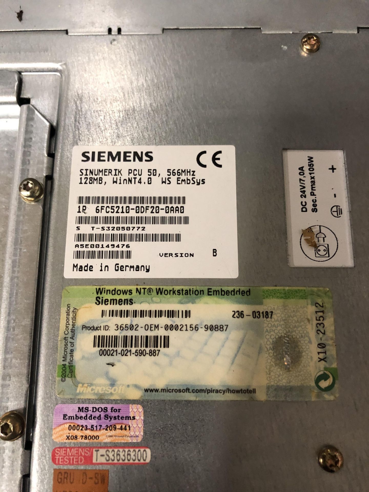 SIEMENS 6FC5210-0DF20-0AA0 SINUMERIK PCU 50 PANEL - Image 4 of 4